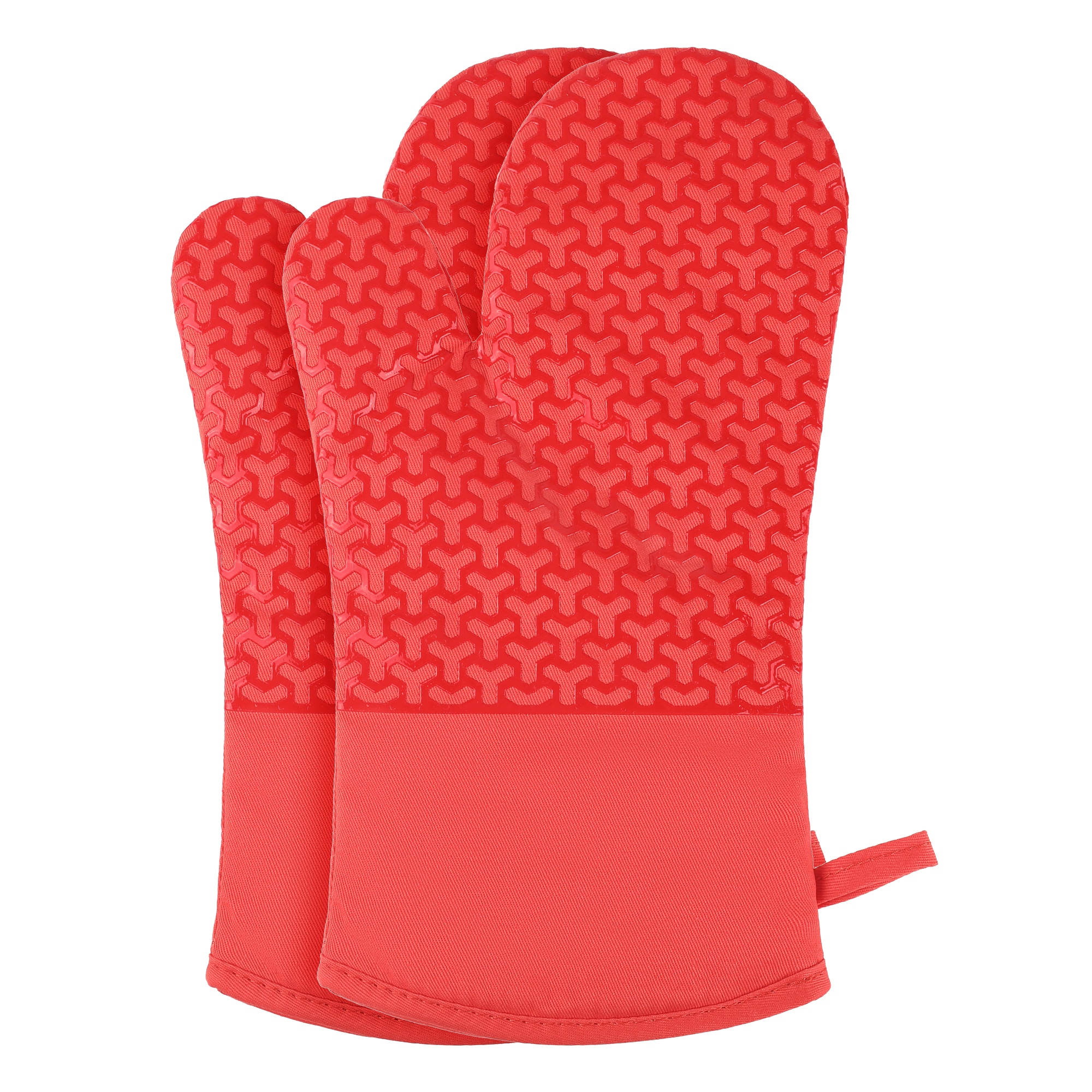 Unique Bargains Silicone Oven Mitts Heat Resistant Cooking Gloves Thick Cotton Lining Flexible Gripping for Baking Kitchen Mitts Set of 2 12.8x7.5inch Orange #S25123100UX2327