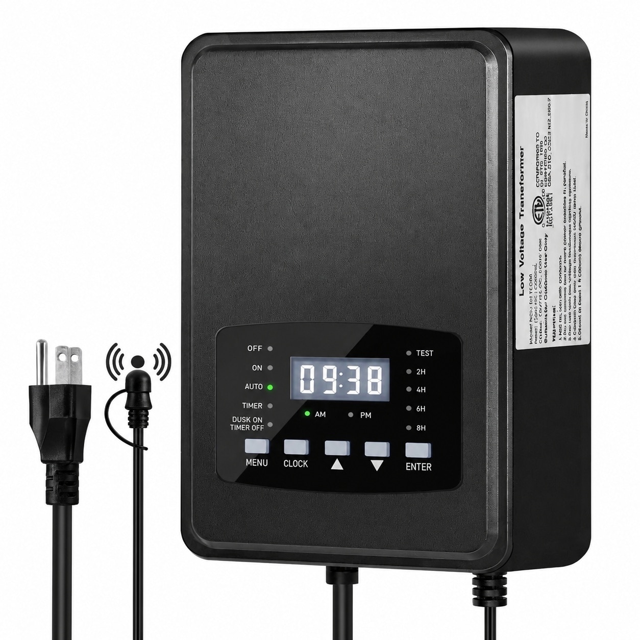 Adrinfly  500W Low Voltage Landscape Transformer Outdoor Weatherproof Power Supply with Timer Photocell Sensor ETL Listed Converts 120V to 12V or