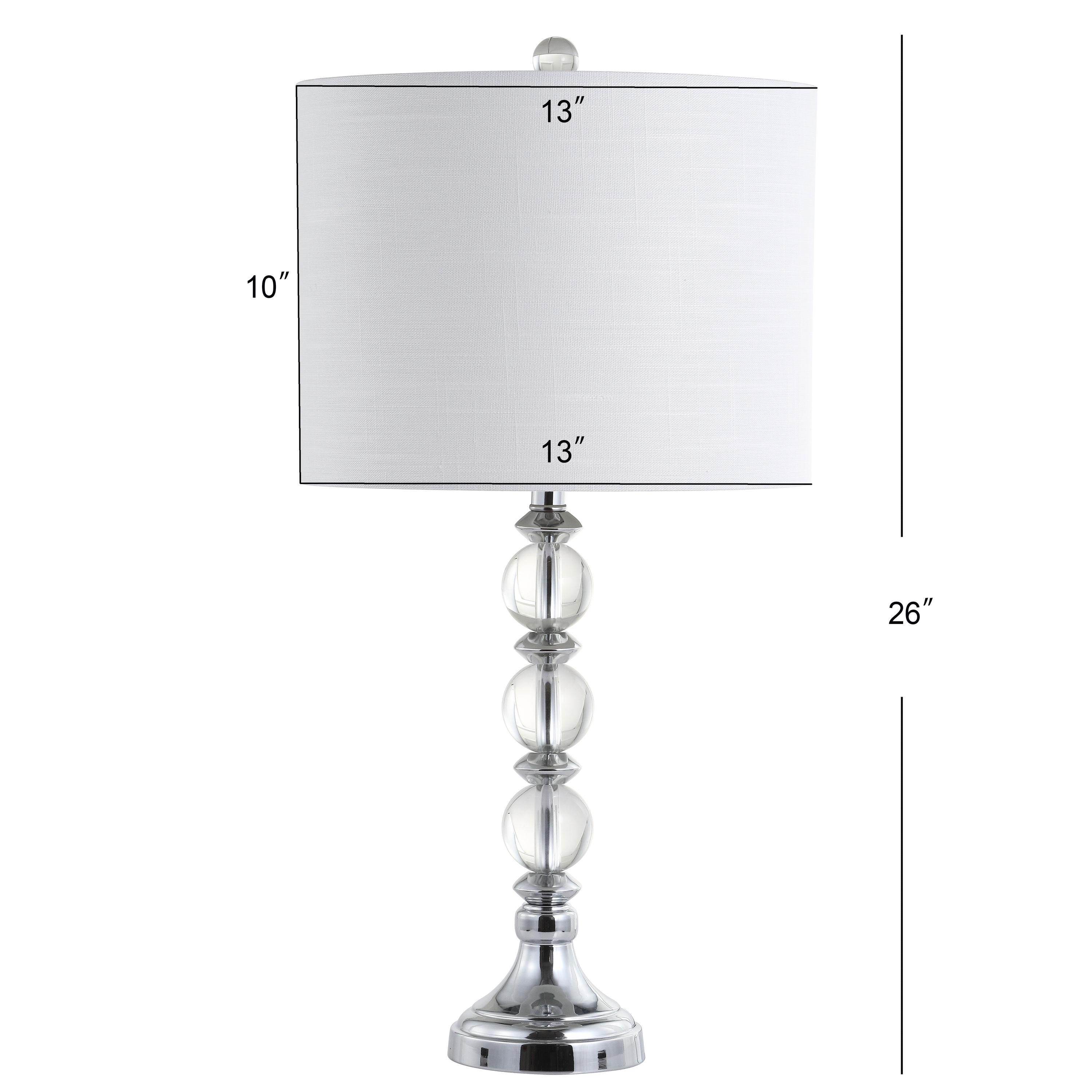 Elegant Clear Crystal 26" LED Table Lamp Set, White Linen Shade
