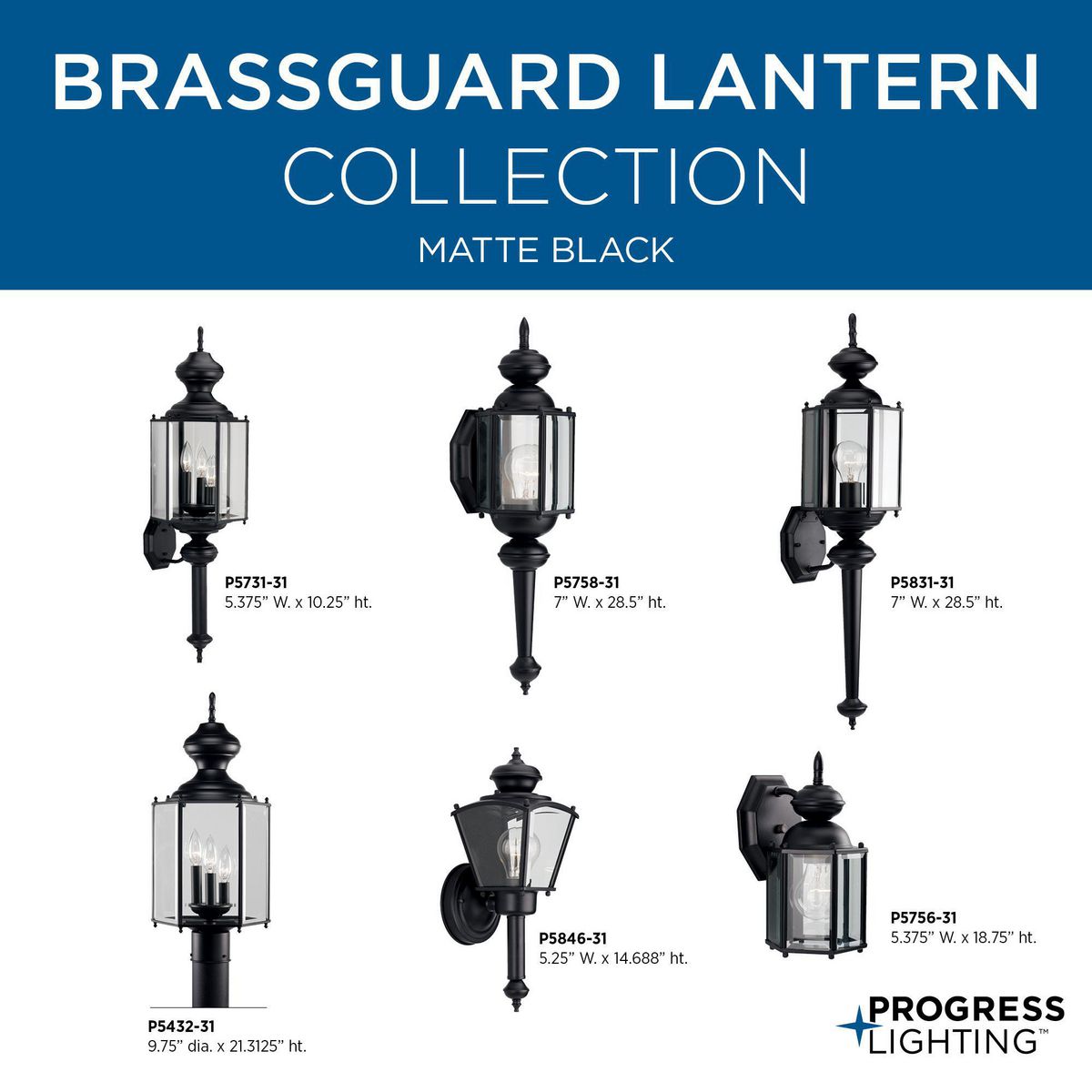 Progress Lighting BrassGUARD Lantern 1-Light 14.68-in H Matte Black ...