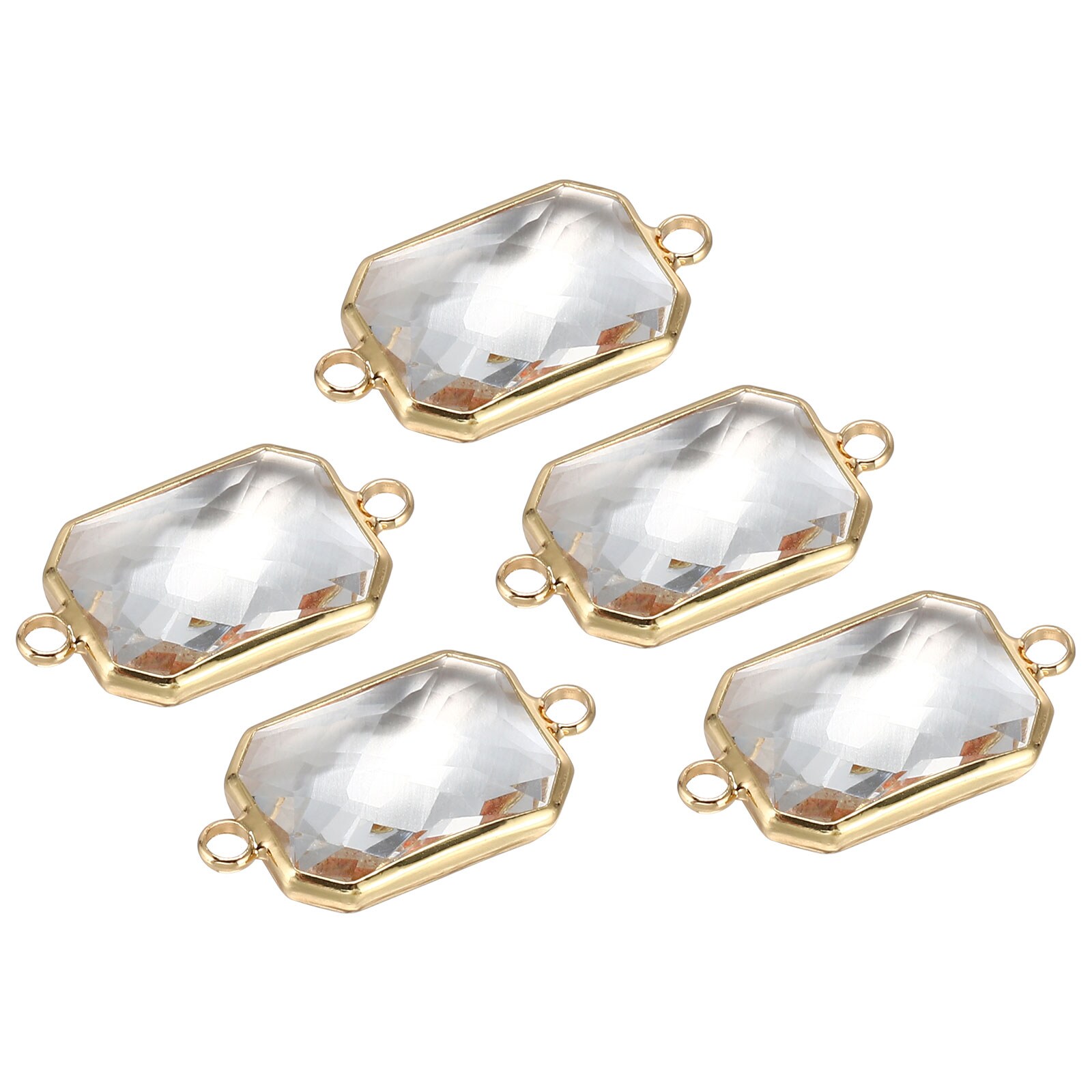 PATIKIL - 5pcs Birthstone Connector Link Diamond Clear Charm Links Rectangle Glass Jewelry Findin...