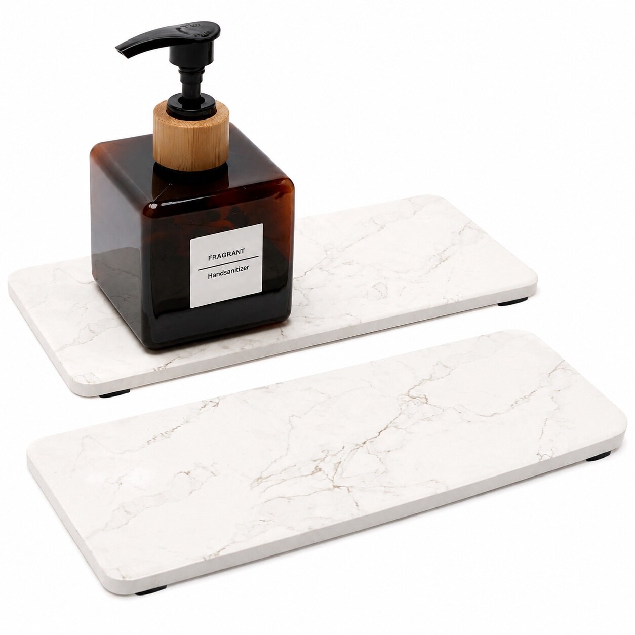 Aoibox  Two Piece Ceramic Quick Dry Stone Trays for Sink and Counter 8 7 in L x 4 in W White Bathroom Vanity