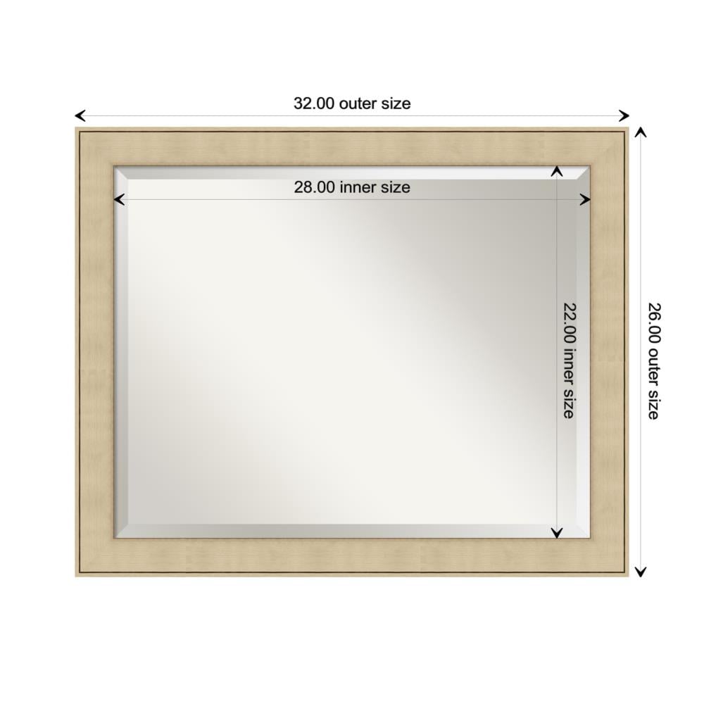 Elegant Honey-Silver Beveled Bathroom Vanity Mirror 32" x 26"