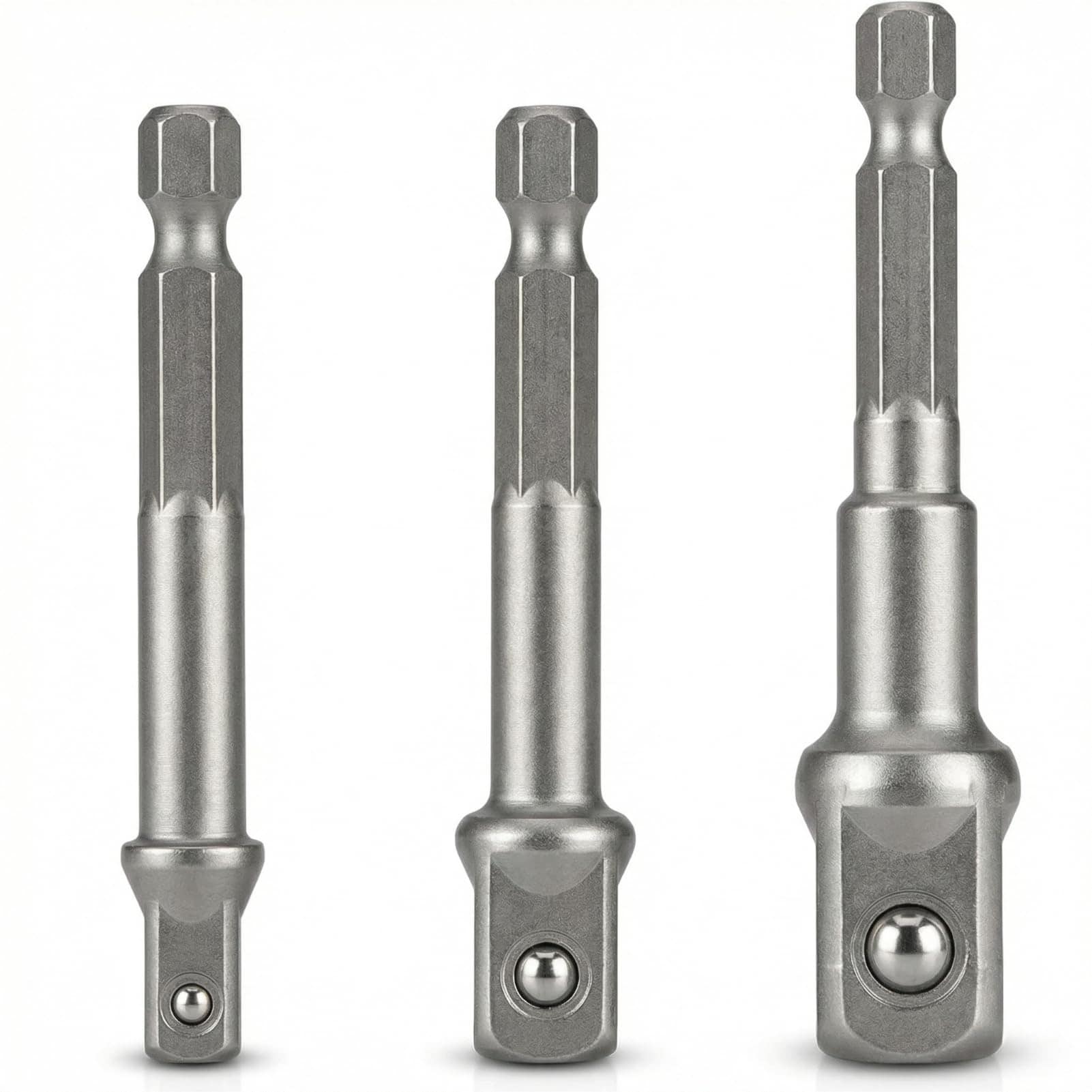 Ahfiwaso  Impact Grade Socket Adapter Set 1 quarter inch 3 eighth inch 1 half inch Hex Shank Drill to Socket Adapter CrV Steel for Cordless Drill