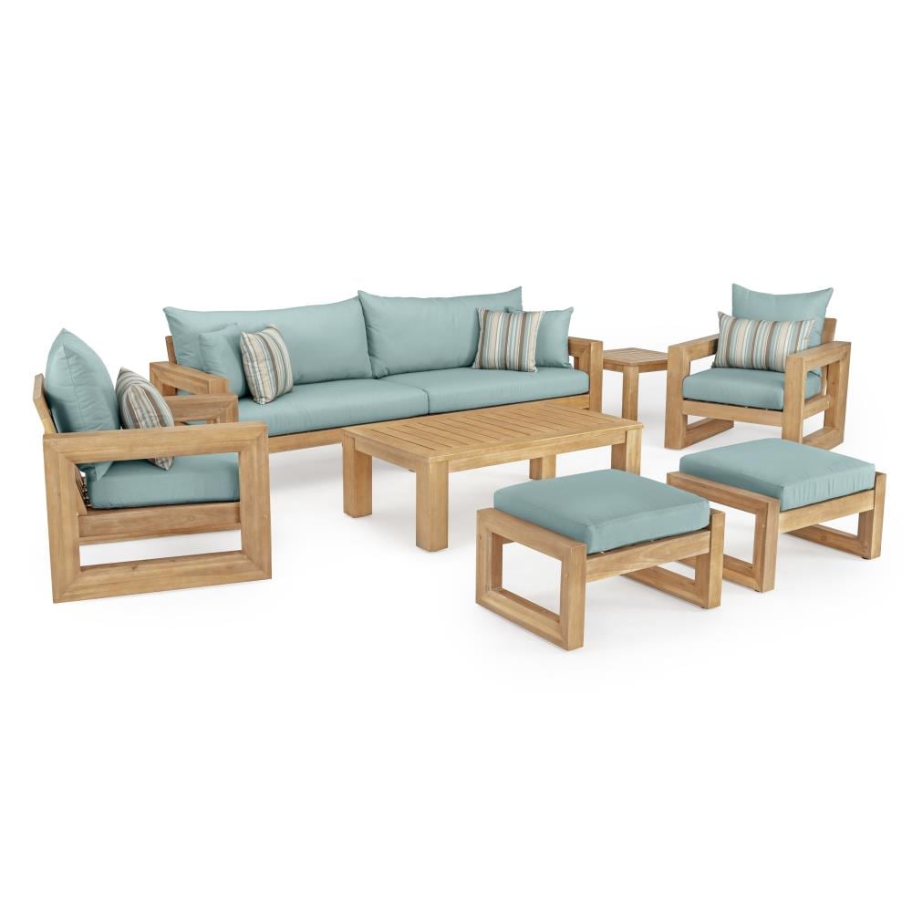 RST Brands OP-AWSS8-BEN-BLS-K Benson 8 -Piece Patio Sofa Conversation Set with Blue Sunsharp Cushions
