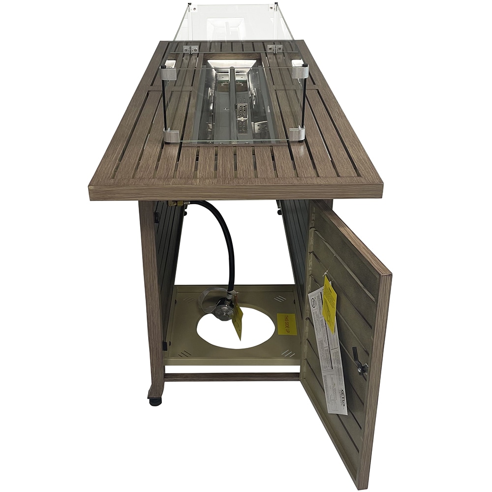 Black Aluminum Gas Fire Pit Table with Cover
