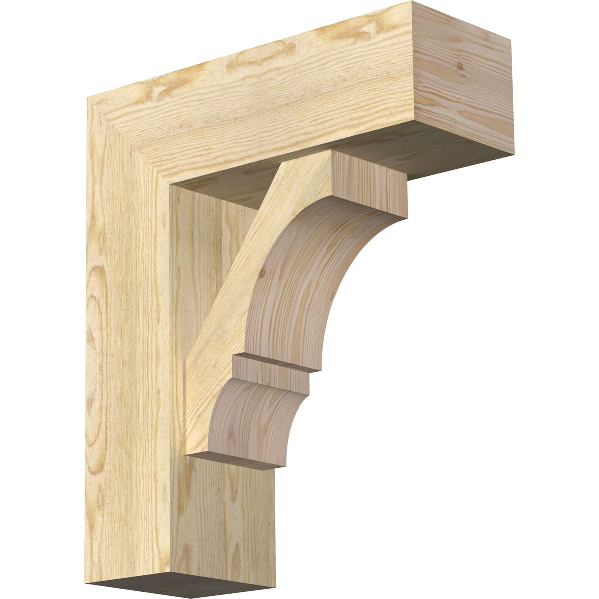 Ekena Millwork 1462071 Balboa block rough sawn bracket with offset brace 8-in x 22-in x 26-in Douglas fir Brown Wood Standard bracket