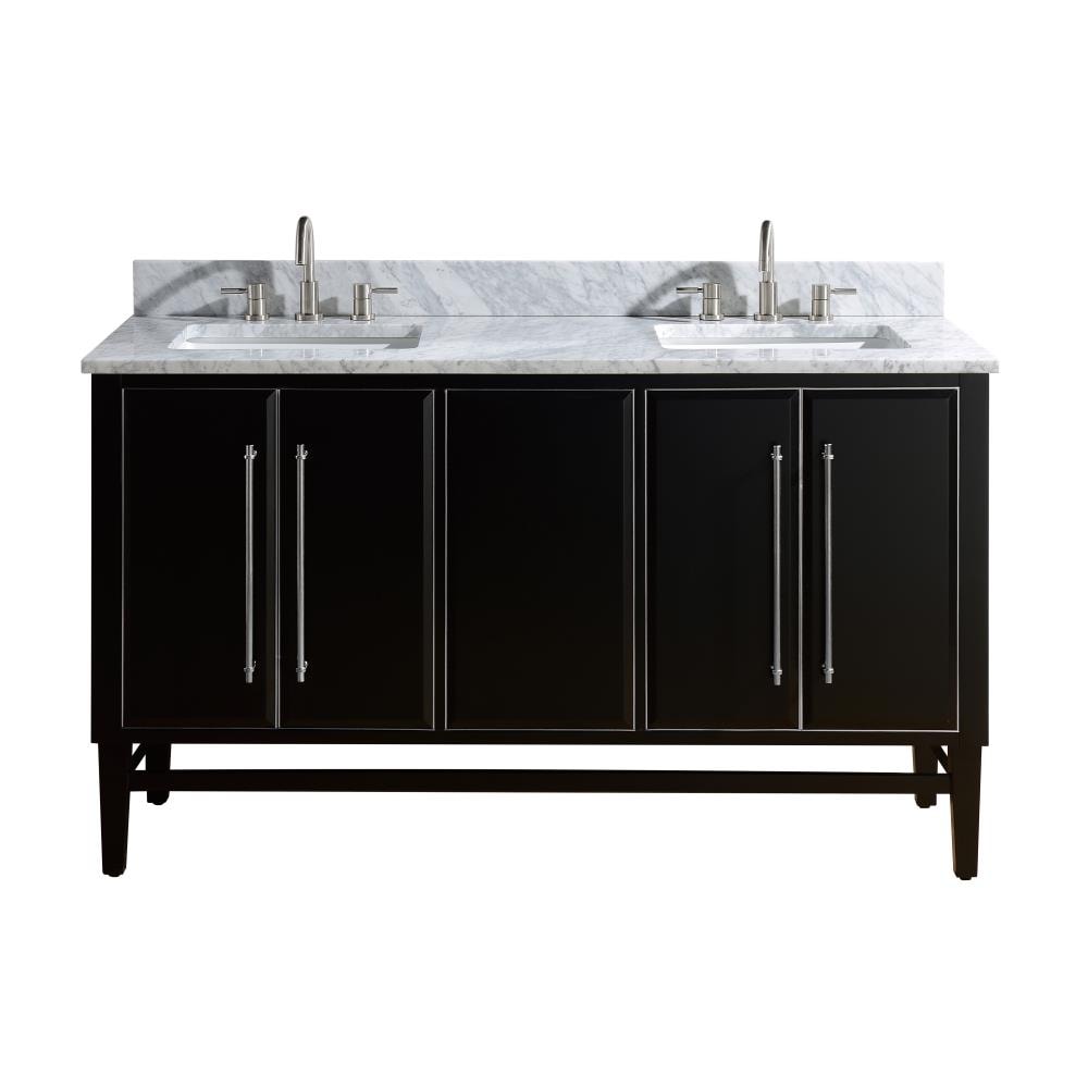 Avanity MASON-VS61-BKS-C Mason 60-in Black Undermount Double sink Bathroom Vanity with Carrara White Marble Top