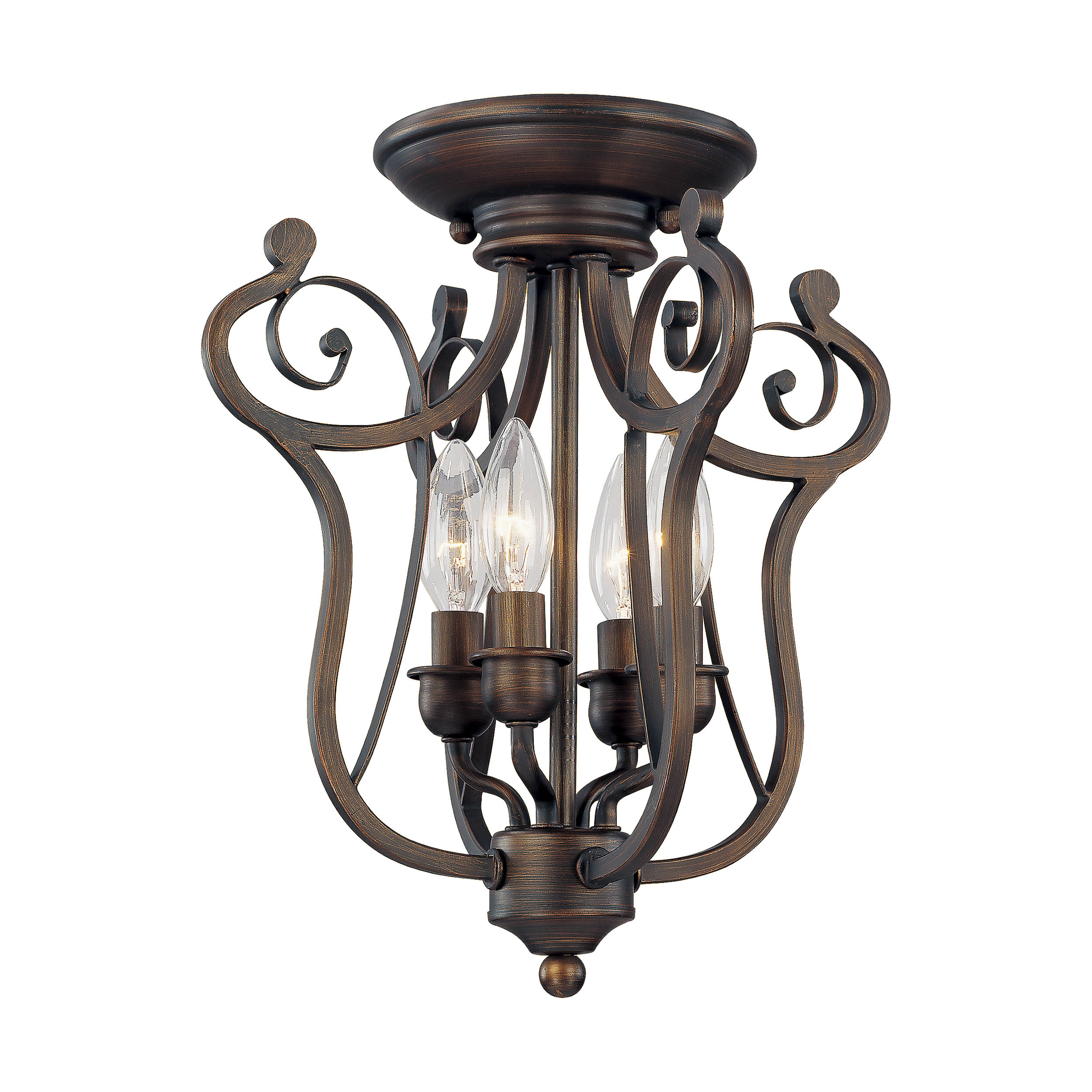 Millennium Lighting 1144-RBZ Chateau 4 -Light 12.5-in Oil rubbed Bronze Semi Flush Mount Light