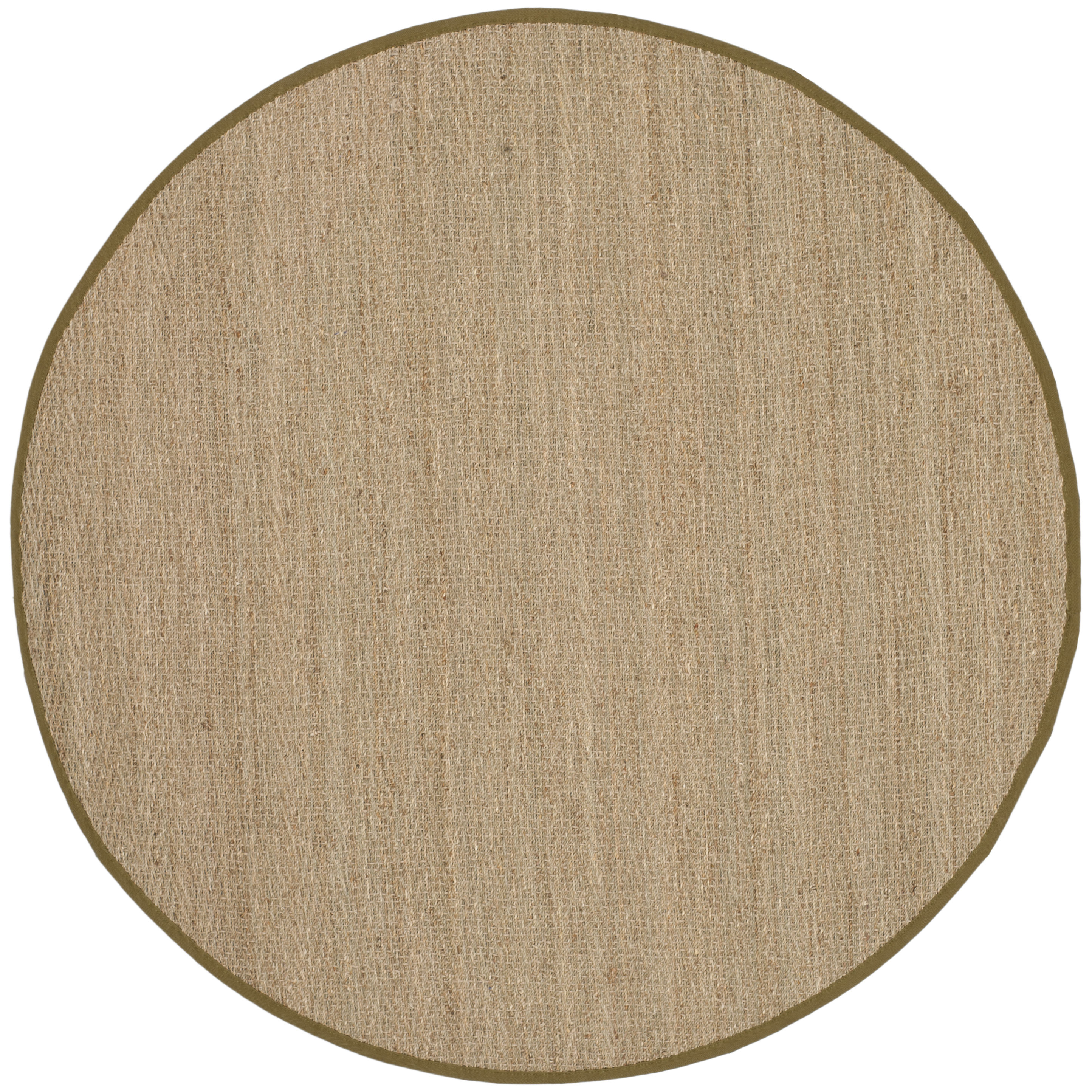 Safavieh NF115G-6R Natural Fiber Montauk 6 x 6 (ft) Loomed Seagrass Natural/Olive Round Indoor Chevron Coastal Area rug