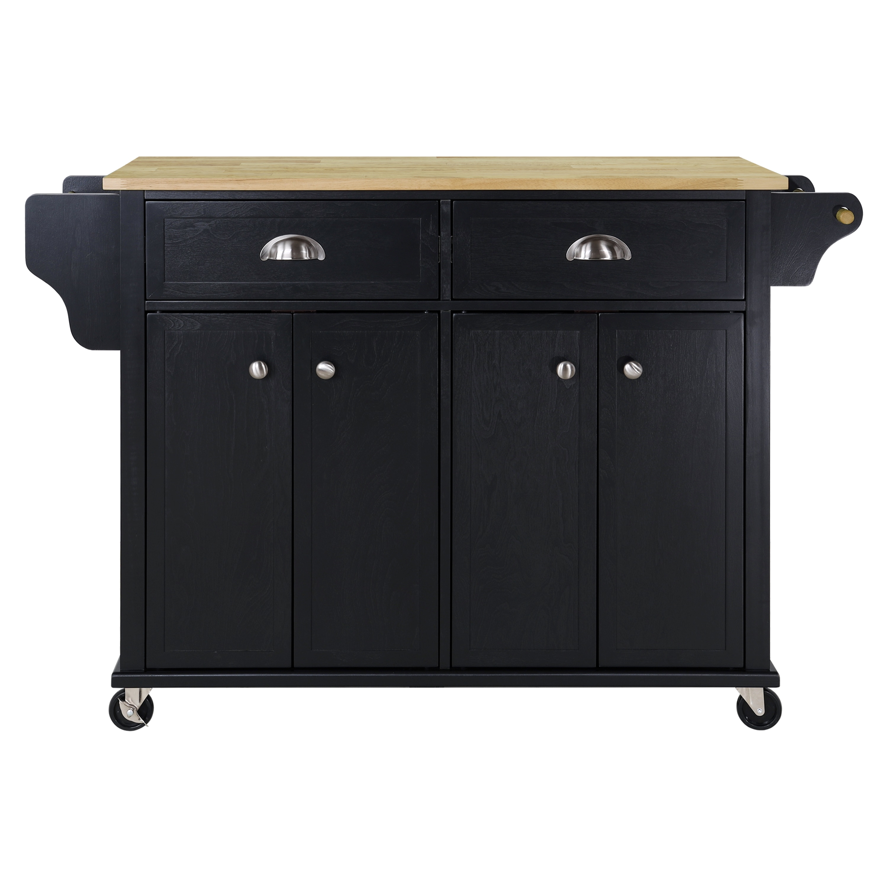 CESICIA KIC-31749 Black Wood Base with Wood Wood Top Rolling Kitchen Island ( 32-Inches x 52-Inches x 36-Inches )