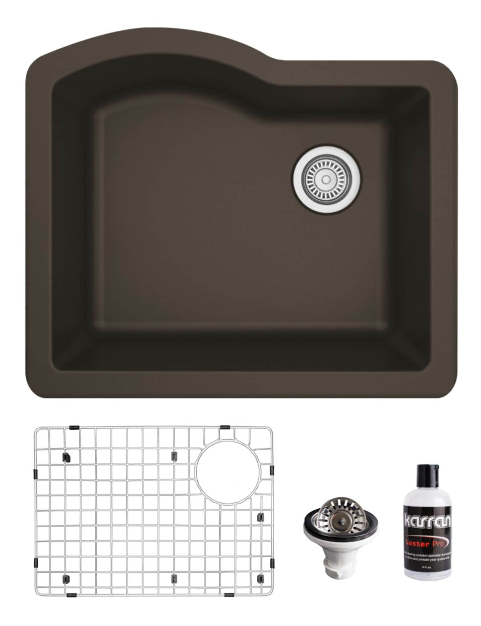 Karran QU-671-BR-PK1 Undermount 24-in x 20.75-in Quartz Single bowl Kitchen Sink
