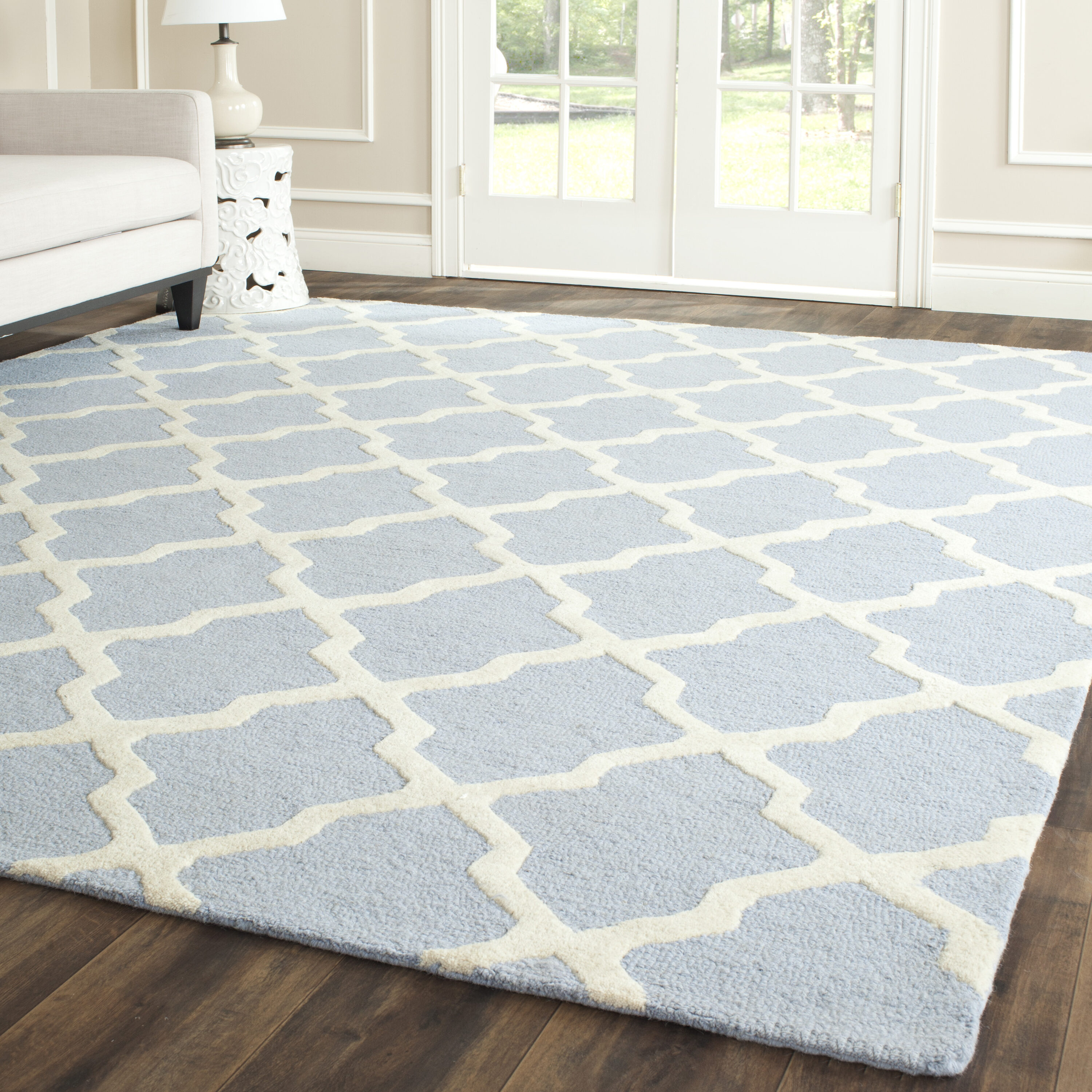  Cambridge 121 Light Blue/Ivory Contemporary 9ft x 12ft Large Rectangle Rug