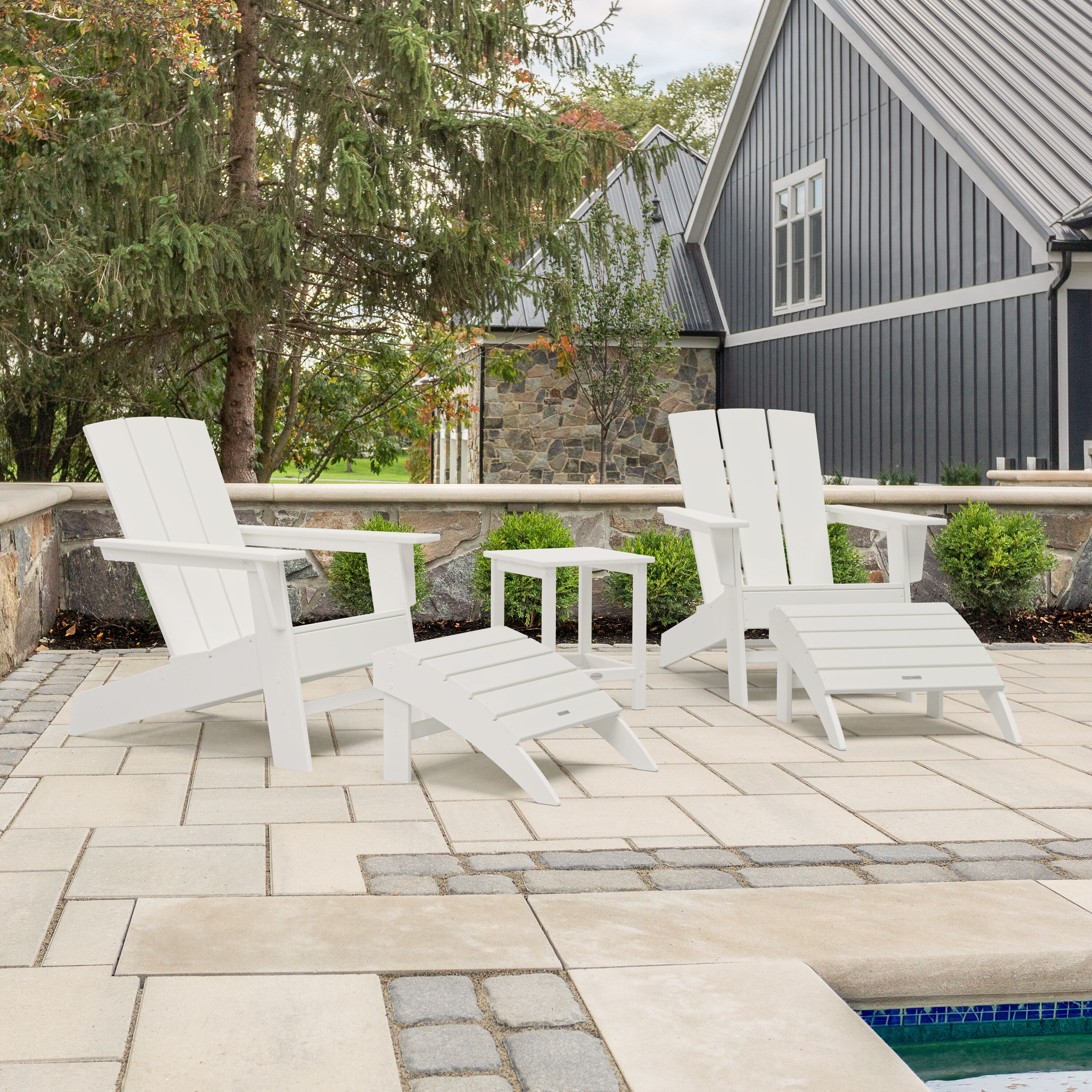 allen + roth by POLYWOOD PWS2726-1-WH Oakport 5 -Piece Patio Conversation Set