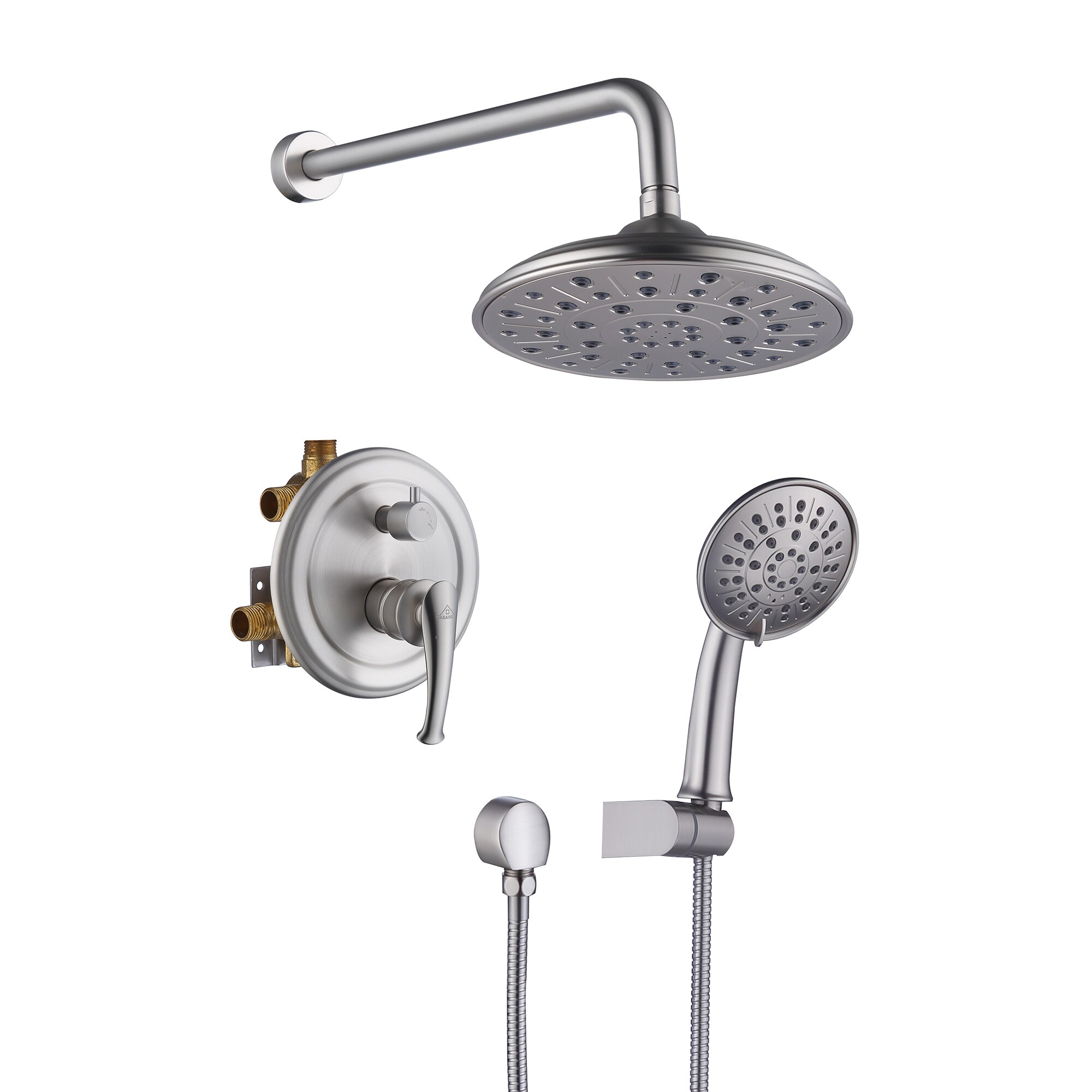 Matte Black Wall-Mounted Rain Shower System with Handheld