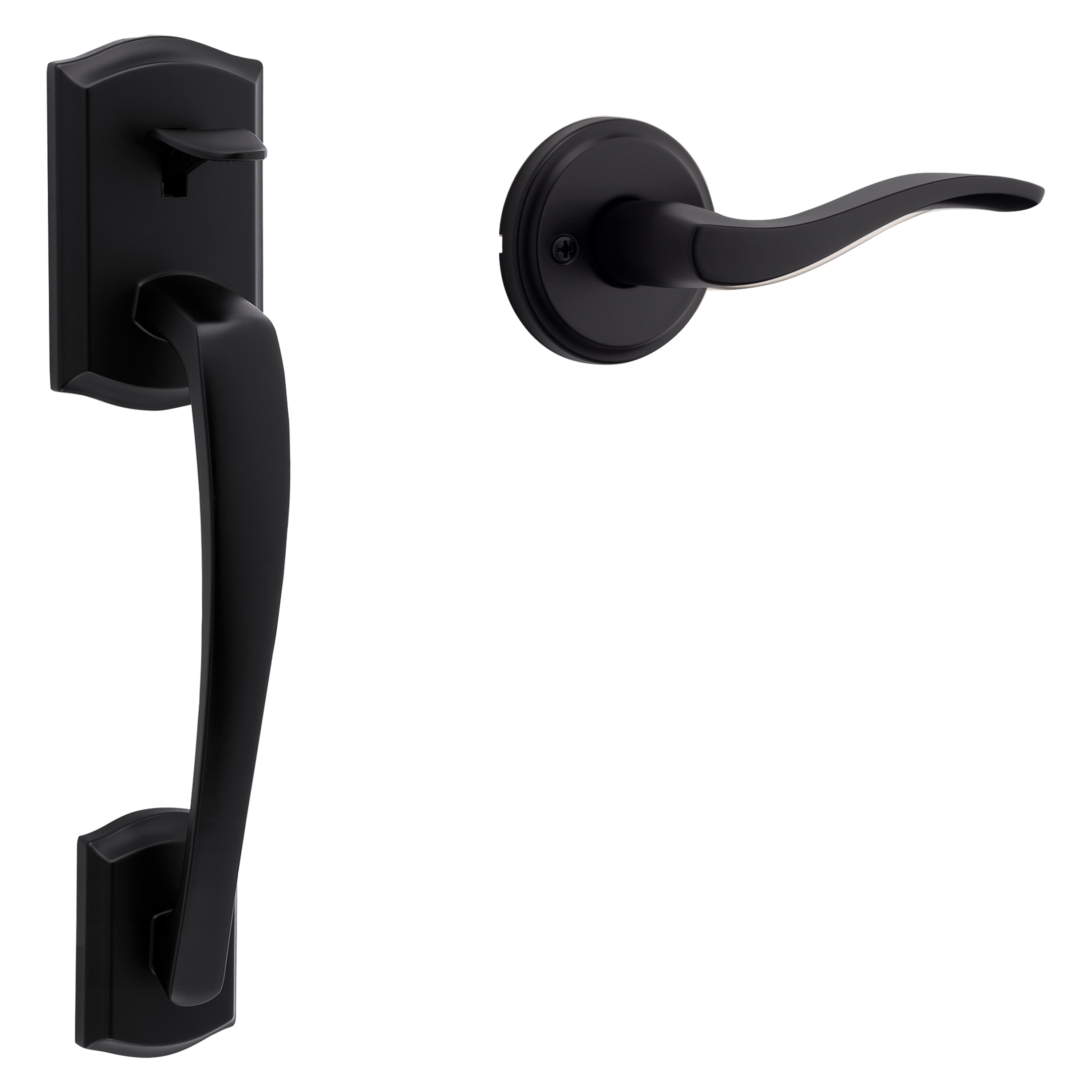 Kwikset 98150-051 Prescott Matte Black Interior/Exterior Combined Door Handle
