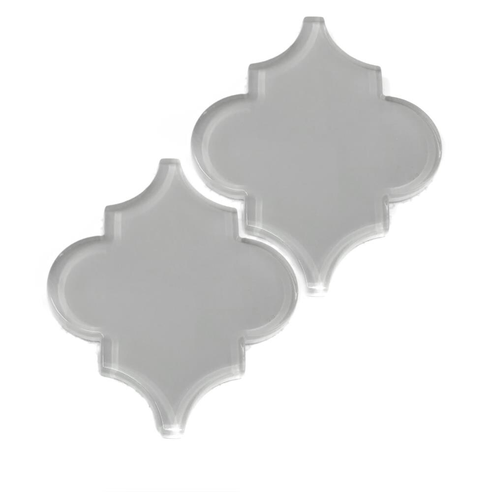 Giorbello G9132-SMPL Sample- Glass Tiles True Gray 4-1/2-in x 4-1/2-in Glossy Glass Patterned Arabesque Wall Tile