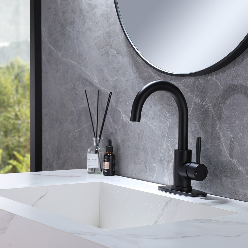 BWE Matte Black Single Handle Kitchen Faucet In The Kitchen Faucets ...