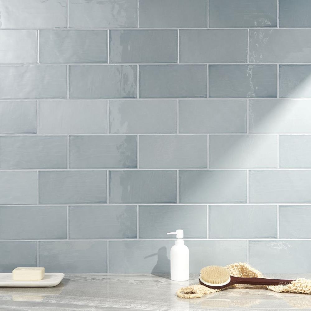Artmore Tile Polygon Blue 5 in. x 10 in. Glazed Ceramic Wall Tile (28 ...