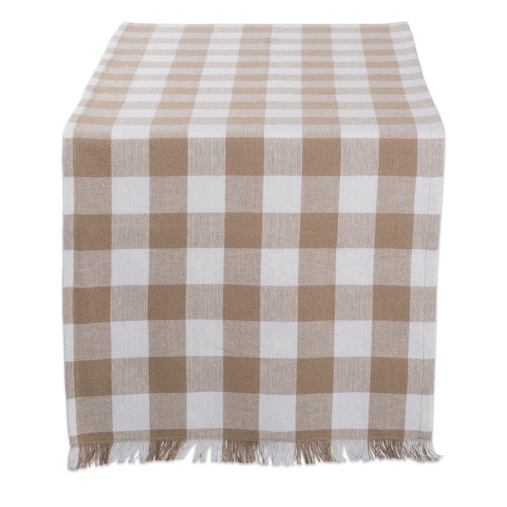 DII CAMZ10443 Checkered Stone Brown Table Runner