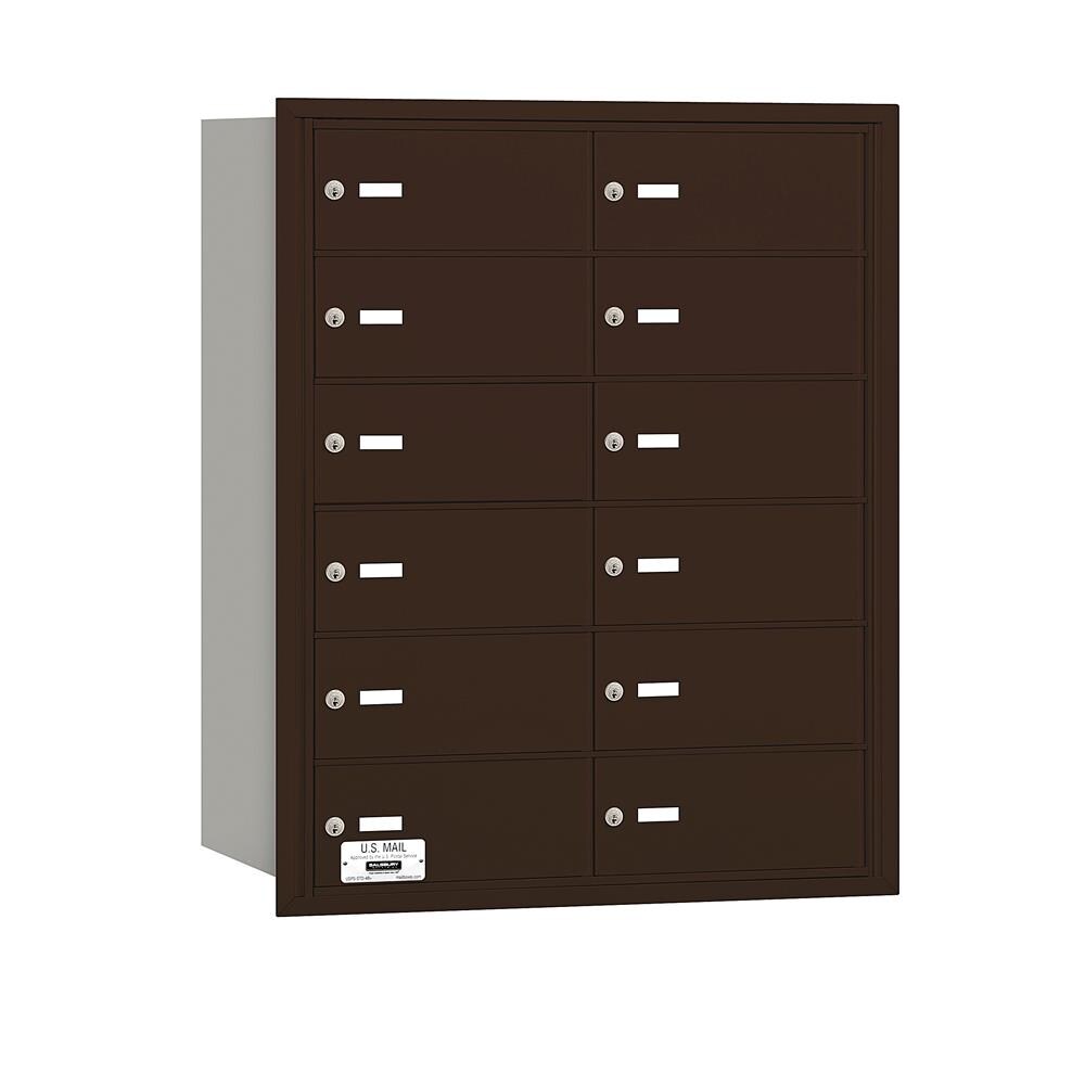 SALSBURY INDUSTRIES 3612ZRU Recessed Mount Bronze Metal Extra Large Lockable Cluster Mailbox
