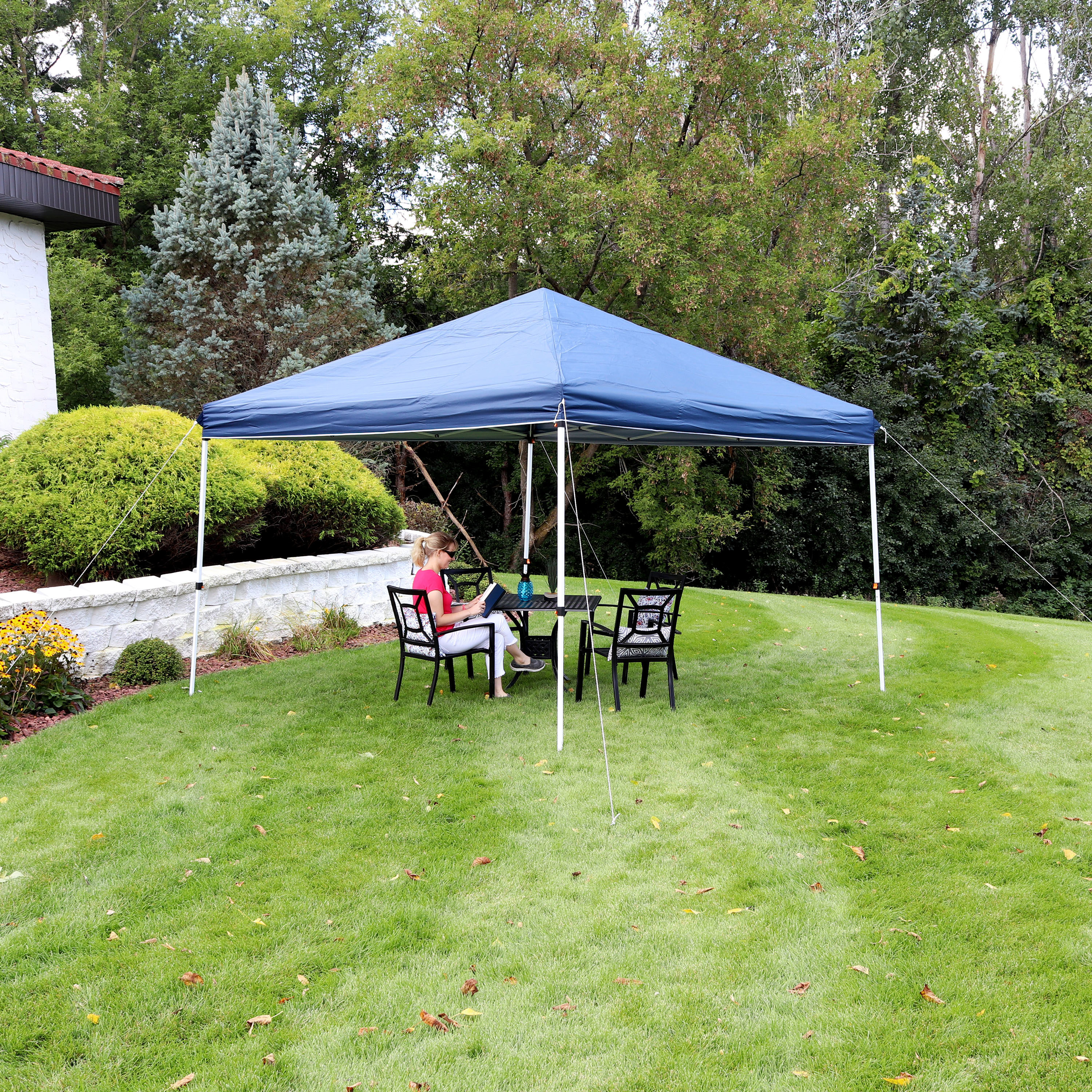 Sunnydaze Decor WUY-922 12-Feet x 12-Feet Square Blue Pop-up canopy
