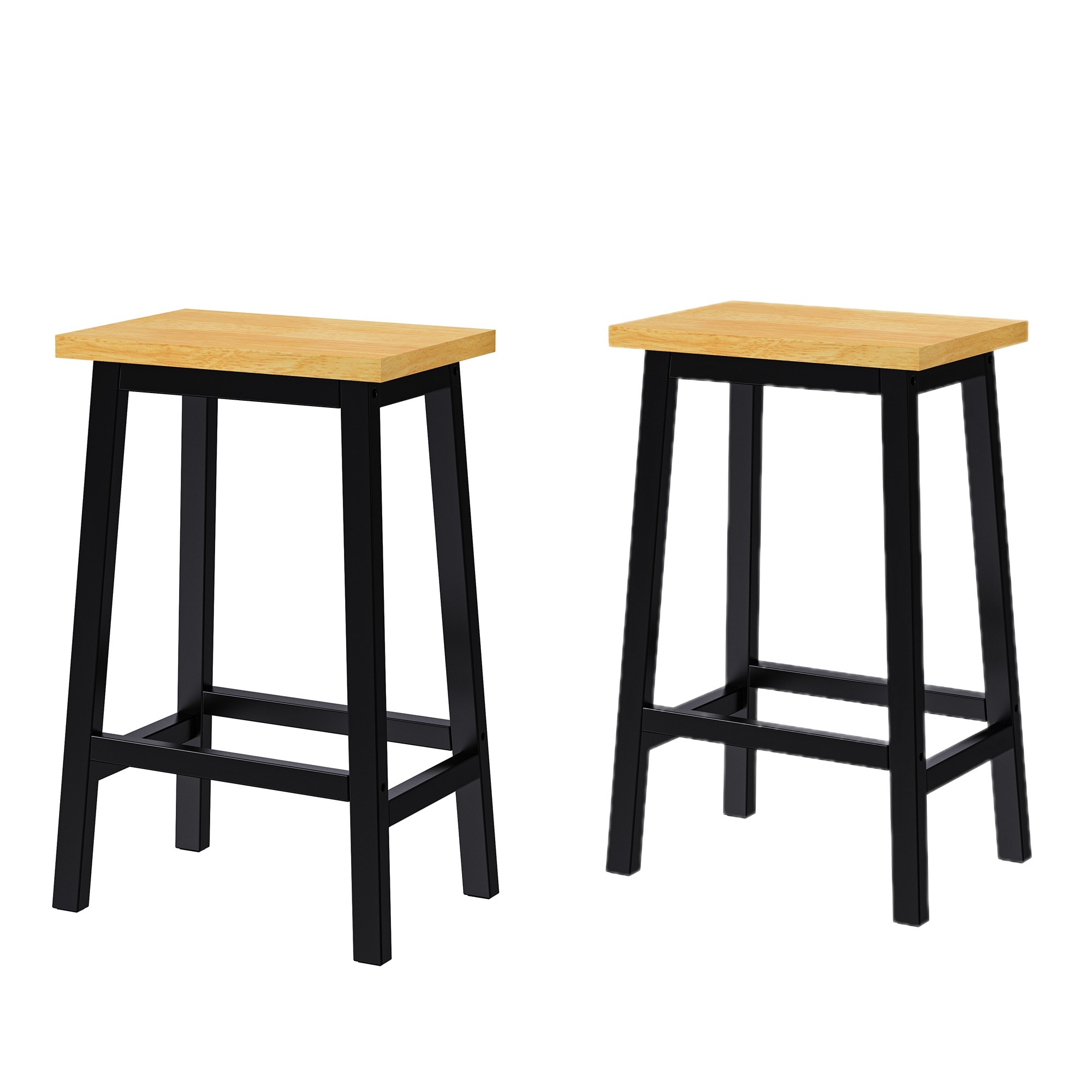 GZMR GZ-KK529B 25.6" Tall Set of 2 Bar Chairs Black 25.6-in H Counter height Square seat Wood Bar Stool