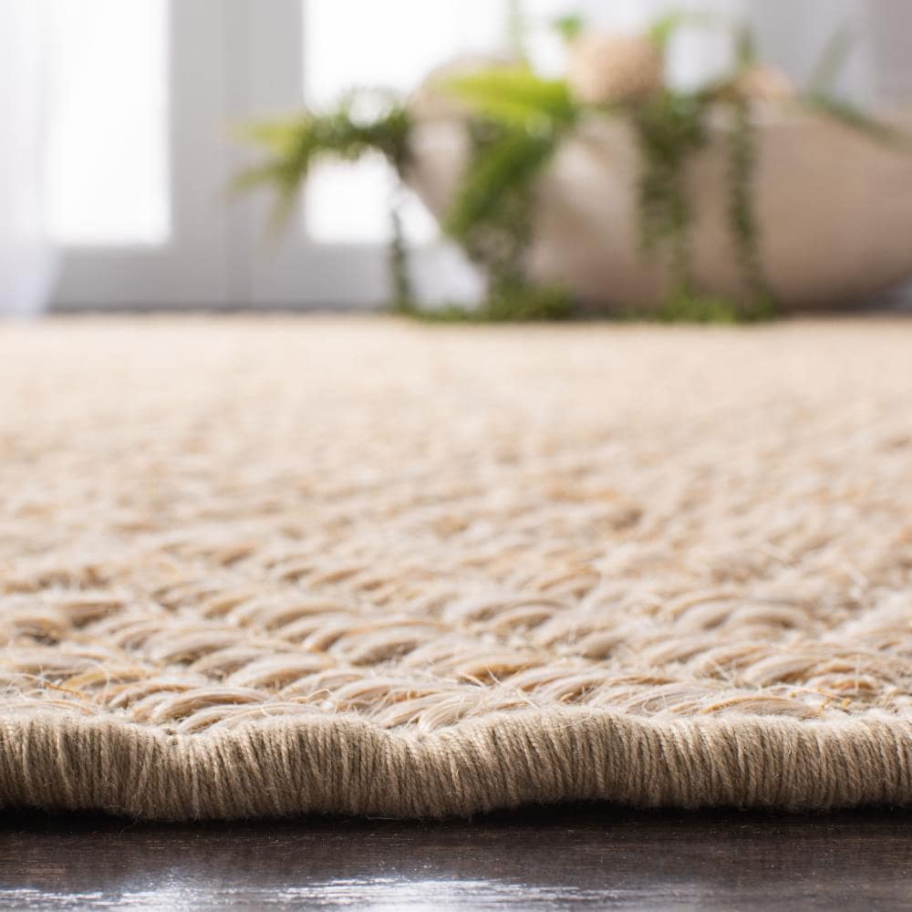 Beige Geometric Sisal Runner Rug, 2' x 8'