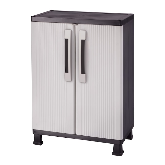 Keter Utility cabinets Plastic Freestanding Garage Cabinet in Gray (27-in W  x 38.58-in H x 14.75-in D) in the Garage Cabinets department at