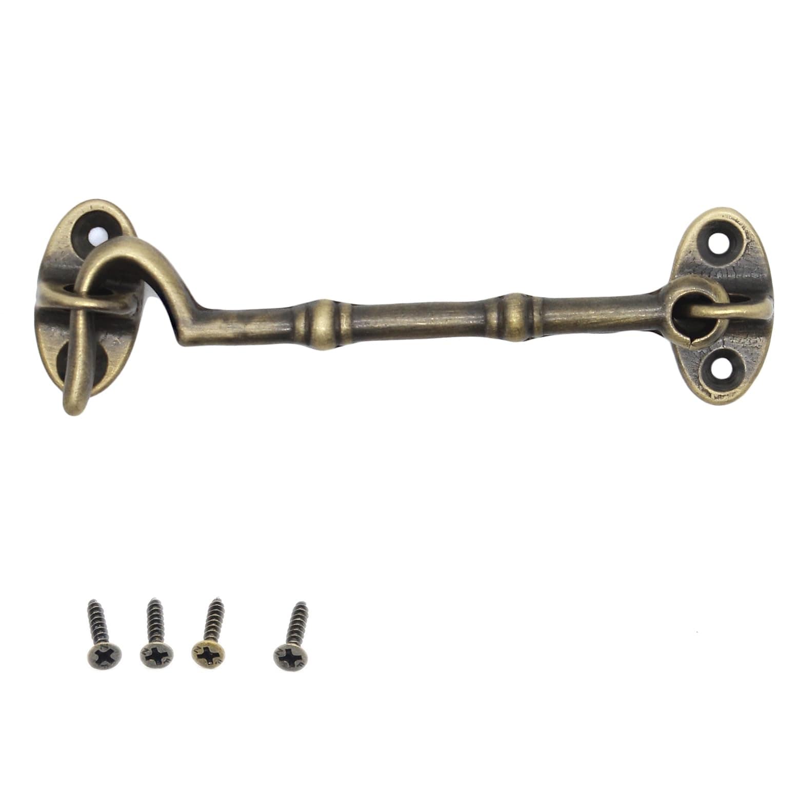 Adrinfly  Brass Cabin Hook 4 Point 1 Inch Door Gate Latch Heavy Duty Sliding Lock for Barn Shed Garage Window Sash Eye Catch Piece Bronze Finish
