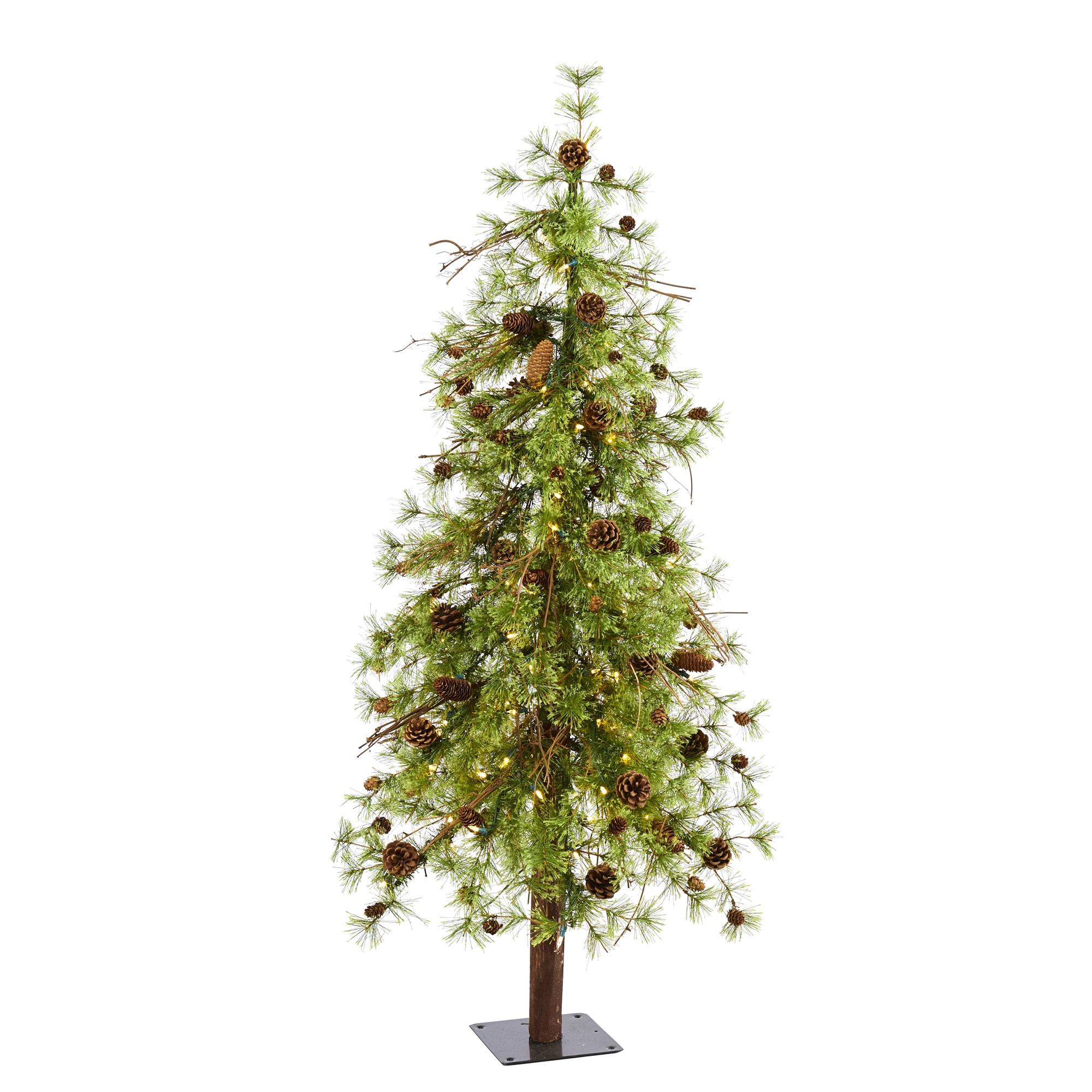 Nearly Natural T1433 5-ft Pine Pre-lit Slim Artificial Christmas Tree with White LED Lights