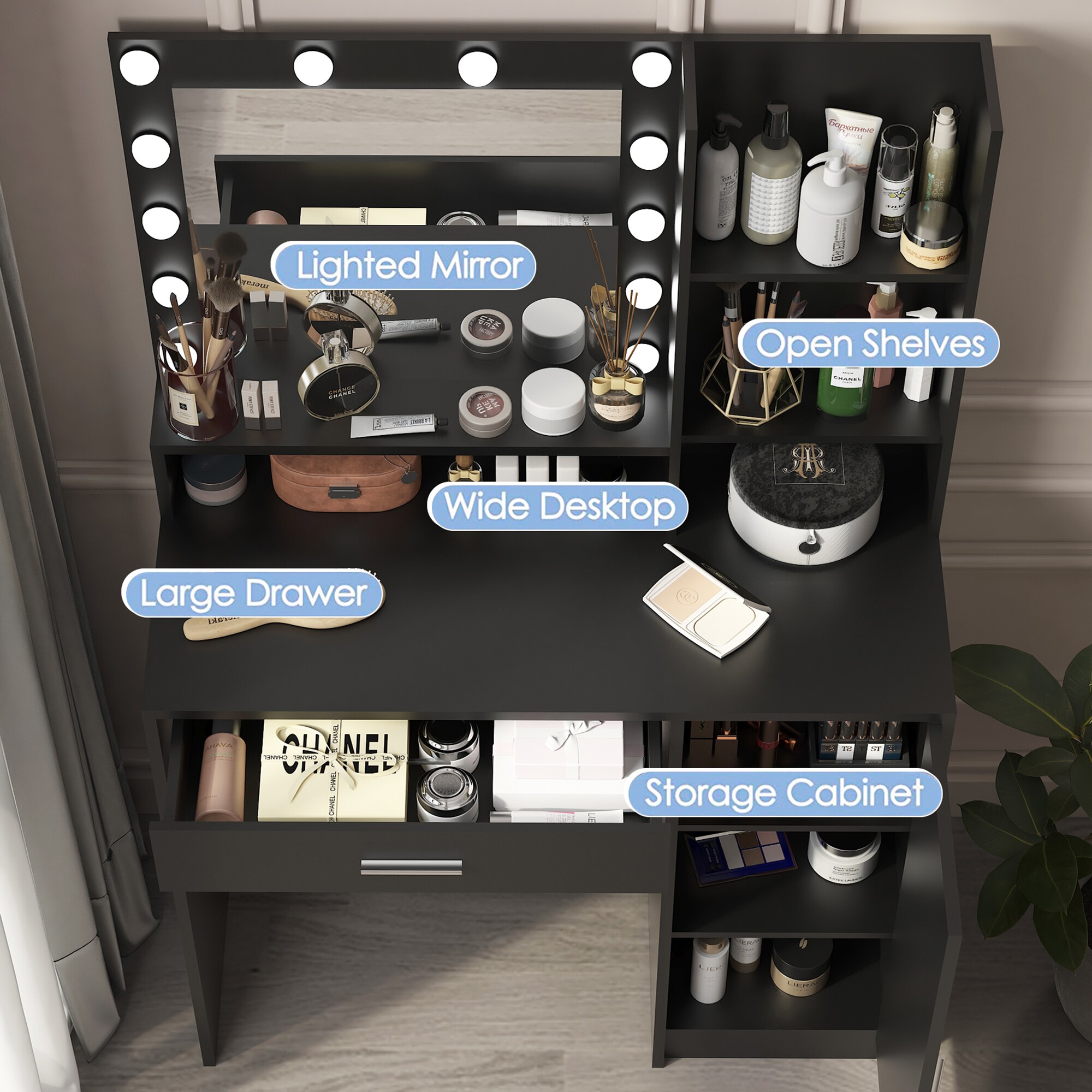 SINOFURN SYD250001WT Bedroom-Vanities - View #4