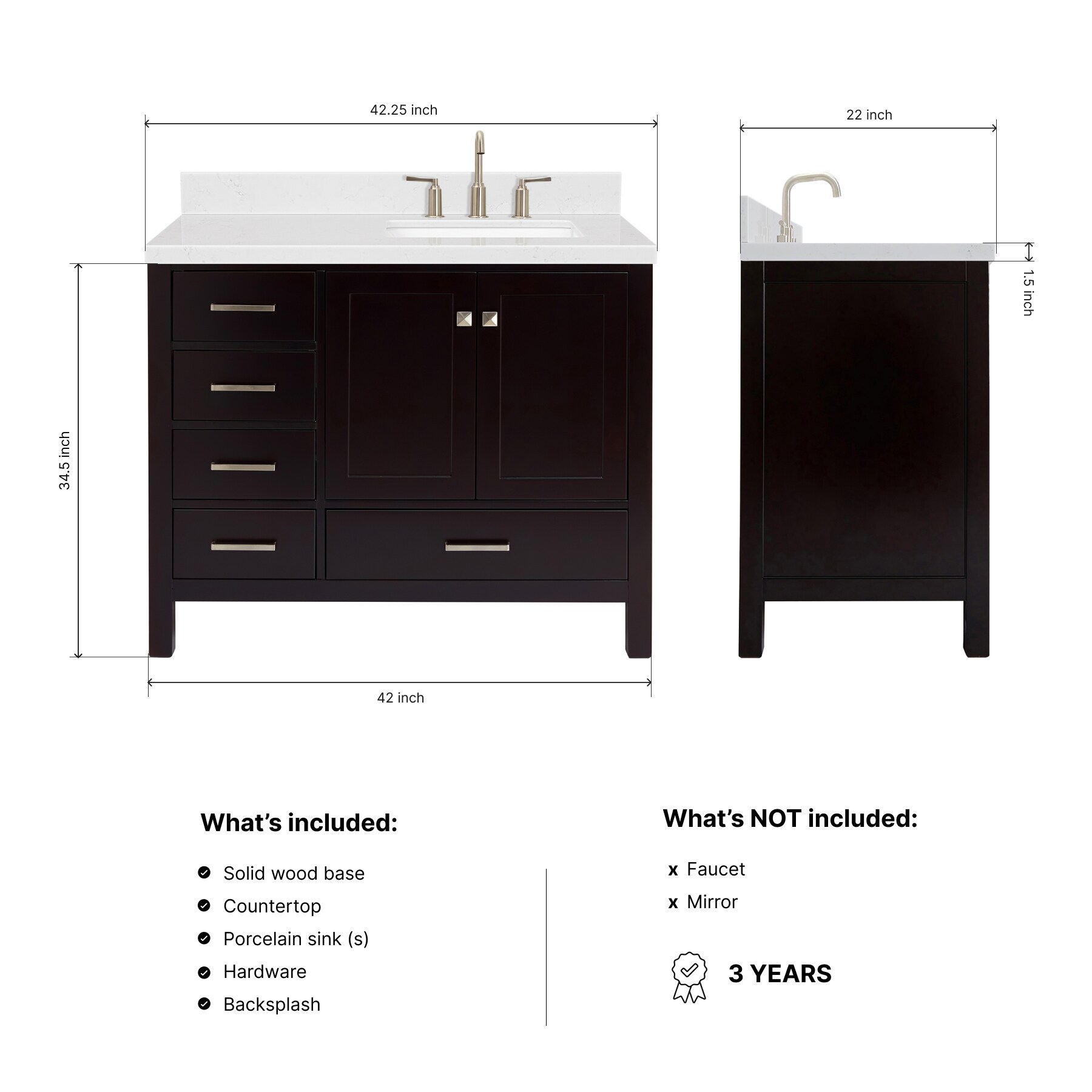 ARIEL A042SRCQRVOESP Bath-Vanity-Combo - View #4
