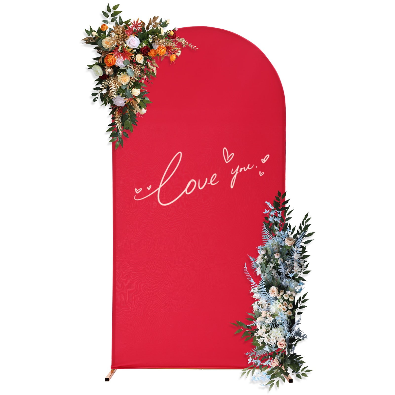 CNCEST YLJHKT-002600 3.28-ft W x 6.56-ft H Arched Red Background with Wedding Arch Steel Garden Arbor