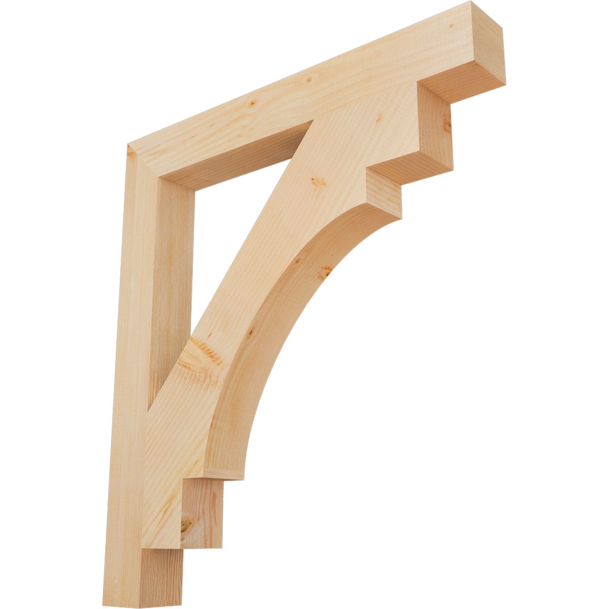 Ekena Millwork BKT04X32X36MRC05SDF Merced Block Smooth 3-1/2-in x 36-in x 32-in Douglas fir Brown Wood Standard bracket