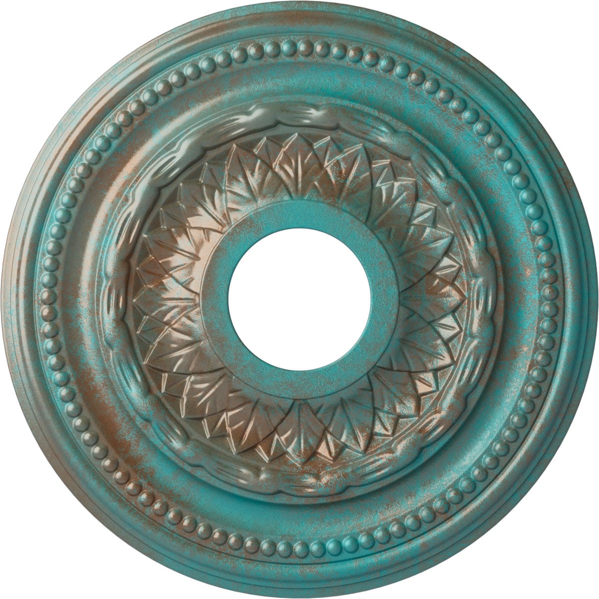 Ekena Millwork CM15GACGS Galway 15.75-in W x 15.75-in L Painted Copper Green Patina Polyurethane Whole Ceiling Medallion