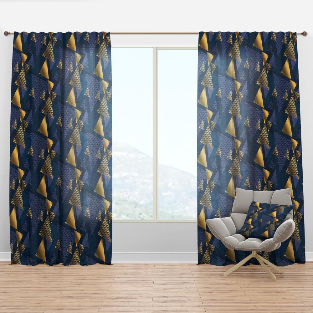 Designart CTN24283-52-84 84-Inches Blue Abstract Room darkening Thermal lined Rod pocket Single curtain panel