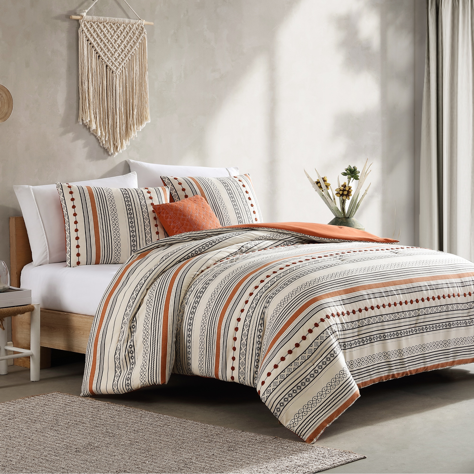 Modern Threads Casual 4-Piece Tan King Size Bedding Set with Comforter,  Shams, and Decorative Pillow in the Bedding Sets department at
