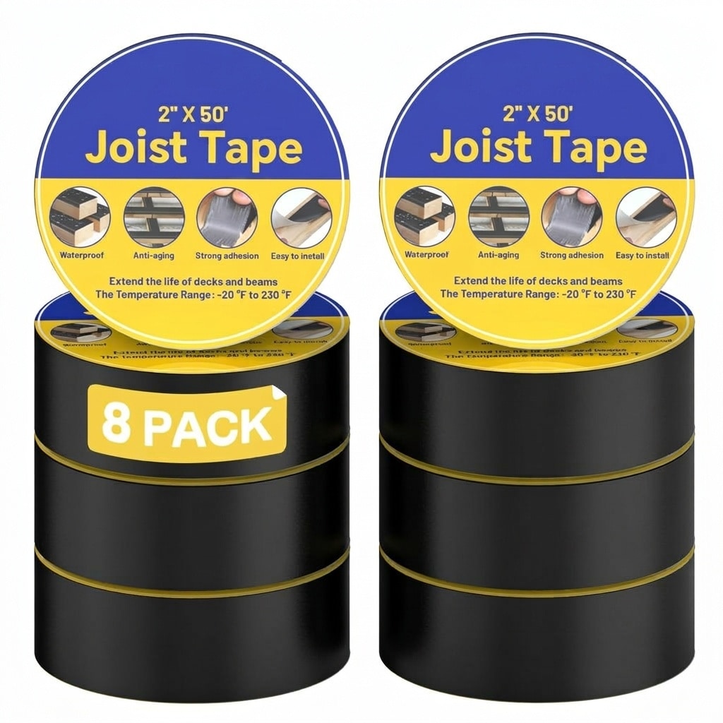 Vrbgify  Joist Tape for Decking 2 x 50 8 Rolls Weatherproof Butyl Sealant Tape Waterproof and Anti Corrosion for Extend Deck Life for Wood Joists
