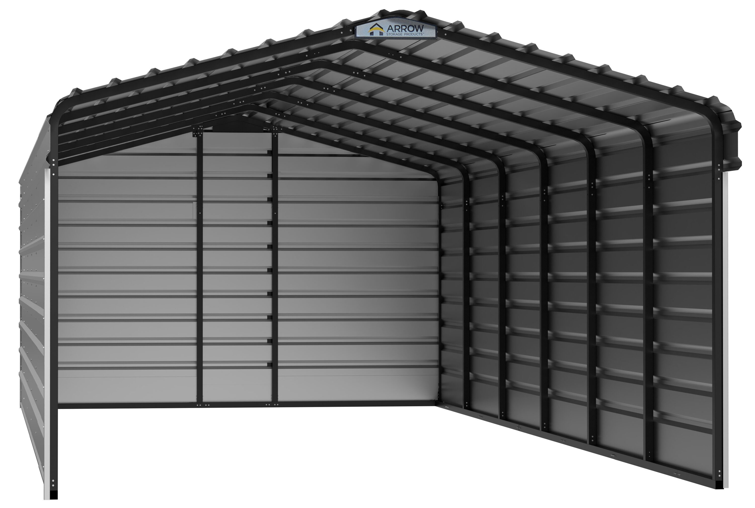 Arrow CPH122907ECL3 12-ft W x 29-ft L x 7-ft H Eggshell Metal Carport with Metal Roof