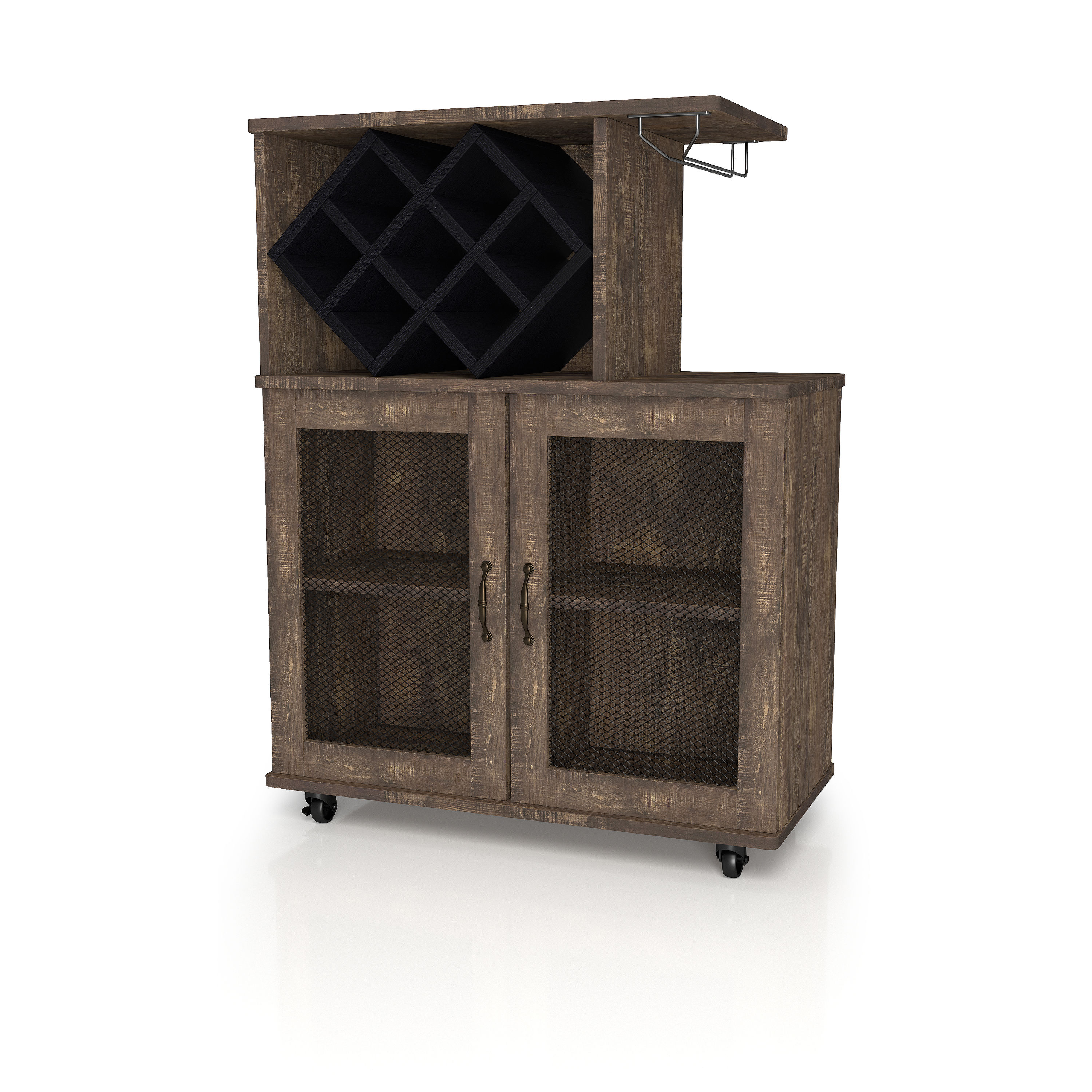 Furniture of America Brown Composite Base with Composite Wood Top Rolling Kitchen Cart (15.7-in x 31.5-in x 41.3-in)