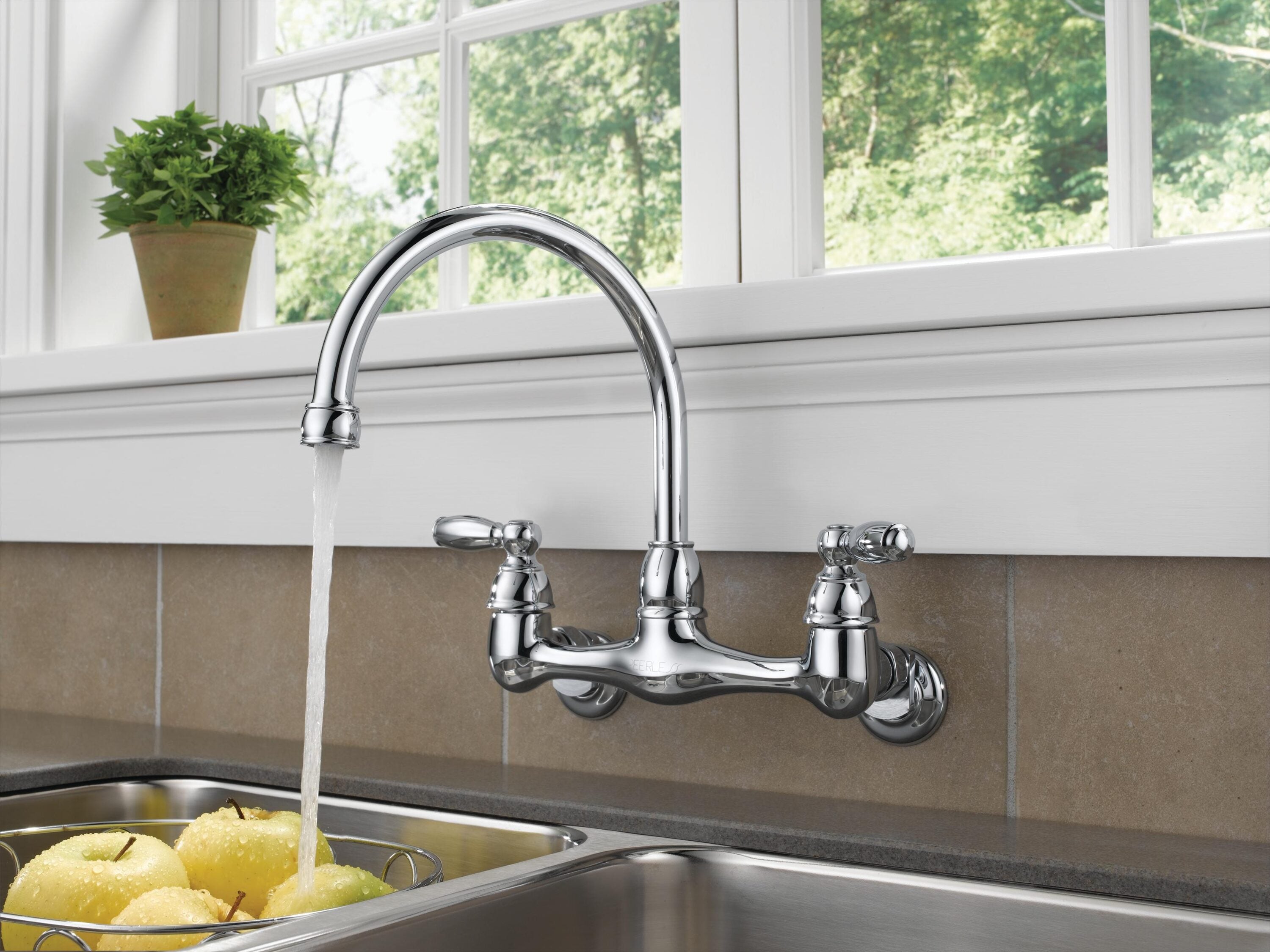 Peerless Claymore Chrome Single Handle Wall mount Kitchen Faucet P299305LF at Lowes