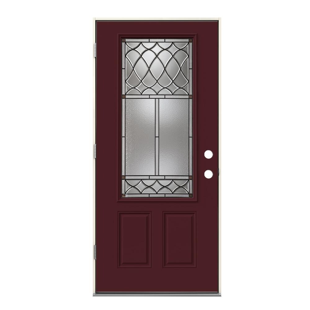 Jeld Wen Sheldon 36 In X 80 In Steel 3 4 Lite Right Hand Outswing Currant Painted Single Front