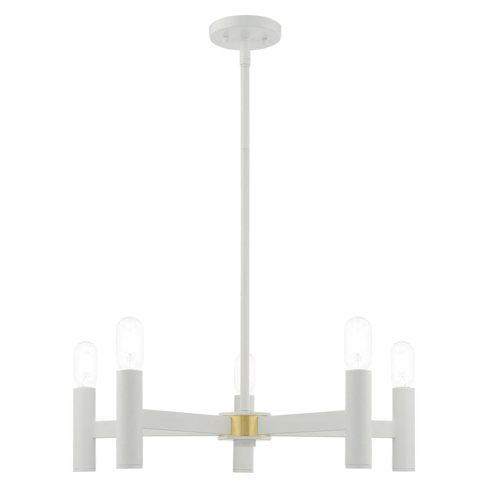Livex Lighting 51135-03 Copenhagen 5 -Light Matte White Mid-century For Use in Bathrooms, Bedrooms, Dining Rooms, Foyers, Kitchens, Living Rooms Chandelier