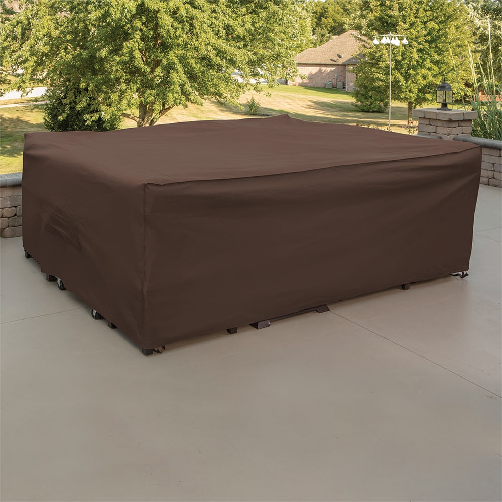 elemental dark brown polyester sectional furniture set patio