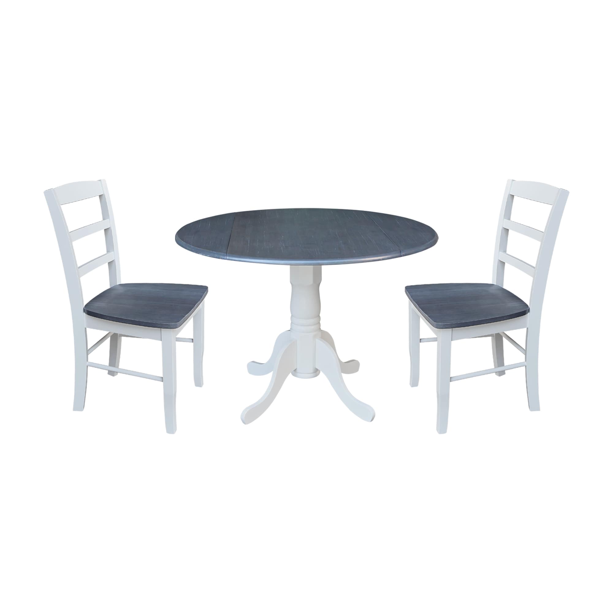 International Concepts K05-42DP-C2-2 White/heather gray Traditional Dining Room Set with Round Table ( Seats 2 )