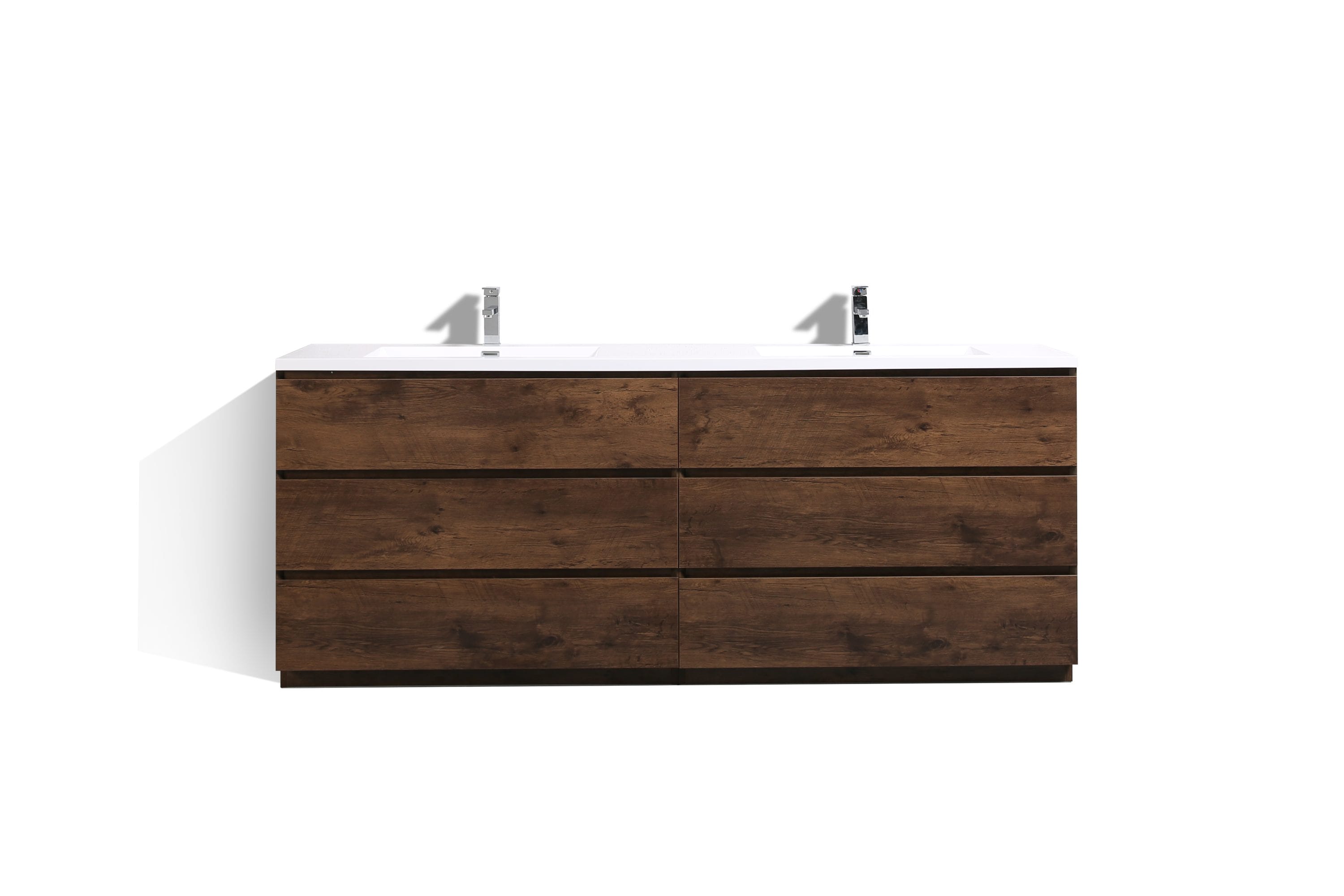 Moreno Bath MOA84D-RW Moreno Angeles 84-in Rosewood Double sink Bathroom Vanity with Pure white Acrylic Top