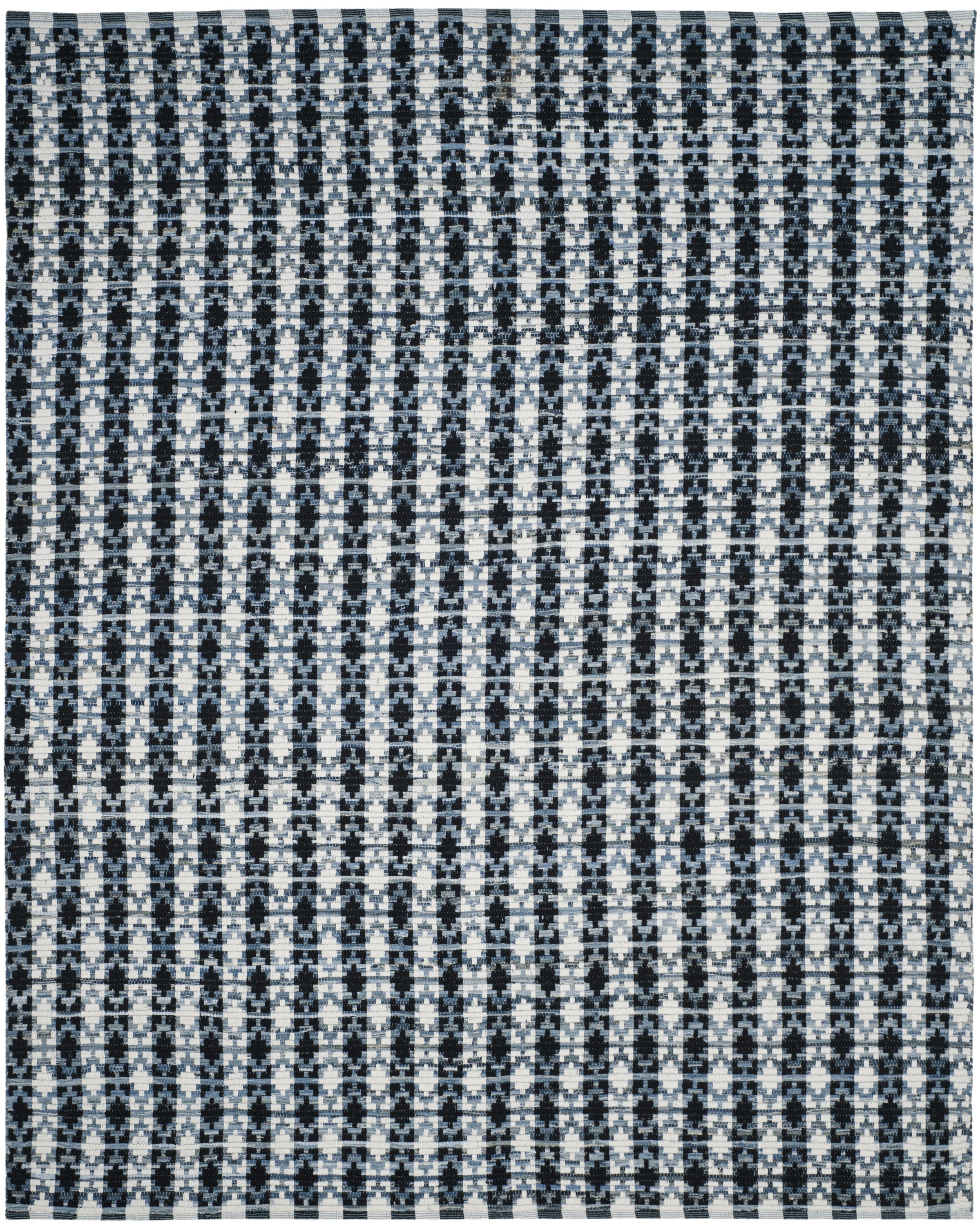 Safavieh MTK123A-8 Montauk Bondi 8 x 10 (ft) Cotton Ivory Blue/Black Rectangular Indoor Stripe Coastal Area rug