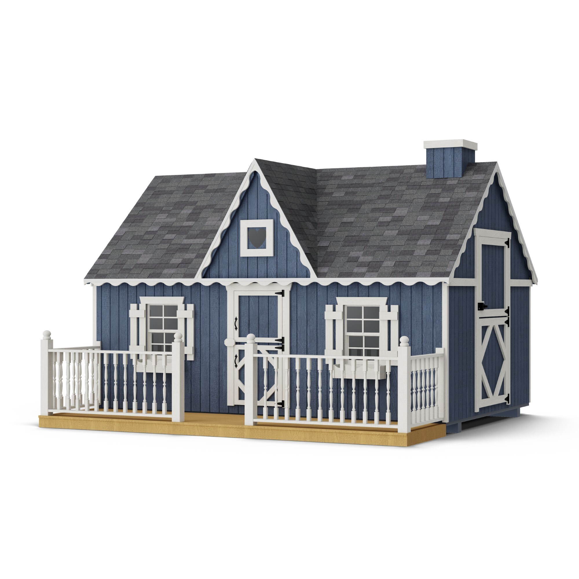 Little Cottage Co 8X12VP-PNK-FK-DR-LFT 8x12 Victorian Playhouse with Deck and Rail, Loft Outdoor Wood Playhouse