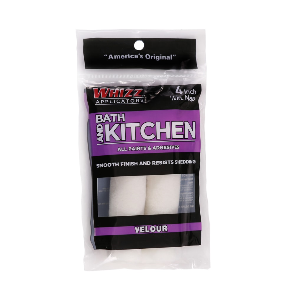 Whizz 91012 Bath and Kitchen 2-Pack 4-in x 1/4-in Nap Mini Woven Velour Paint Roller Cover